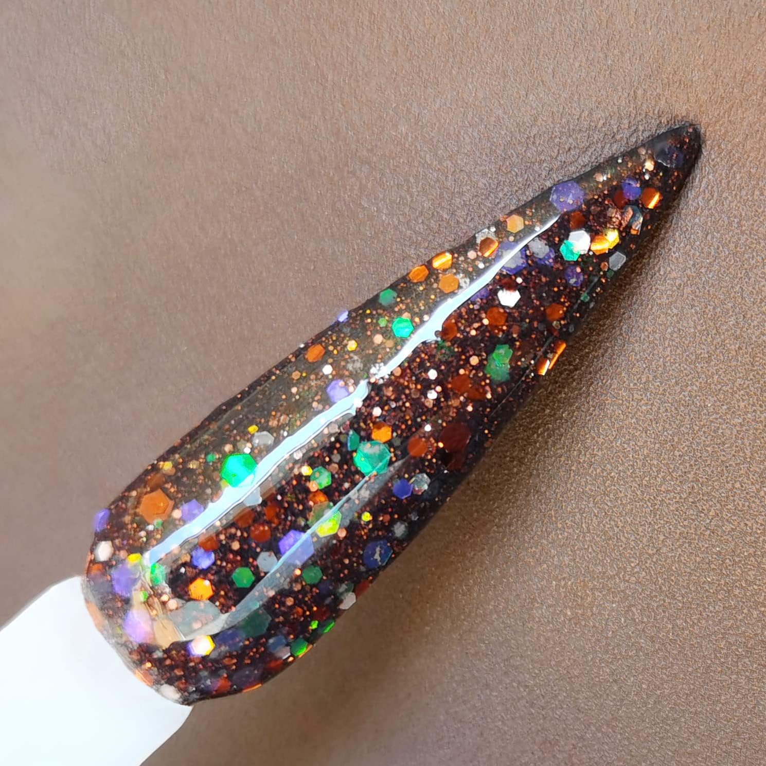 Chocolate Brown Chunky Glitter Nail Dip Powder Color 1OZ