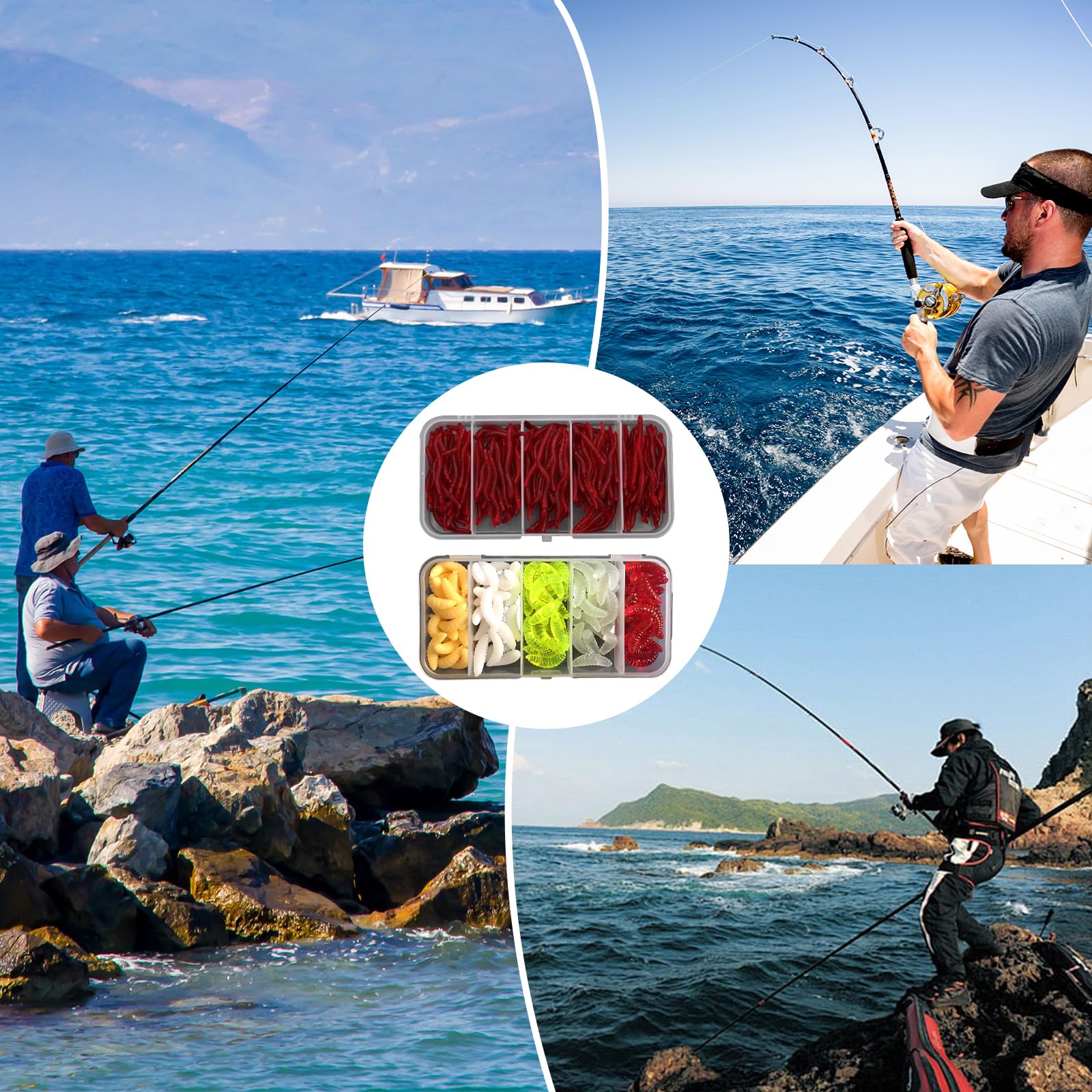 350 Piezas Lombrices Artificiales para Pesca Trucha, Señuelos Artificiales Gusanos para Pesca con 150 Gusanos Harina 200 Lombrices Tierra Pequeñas Amiento, para Carpa Herbívora Cruciana