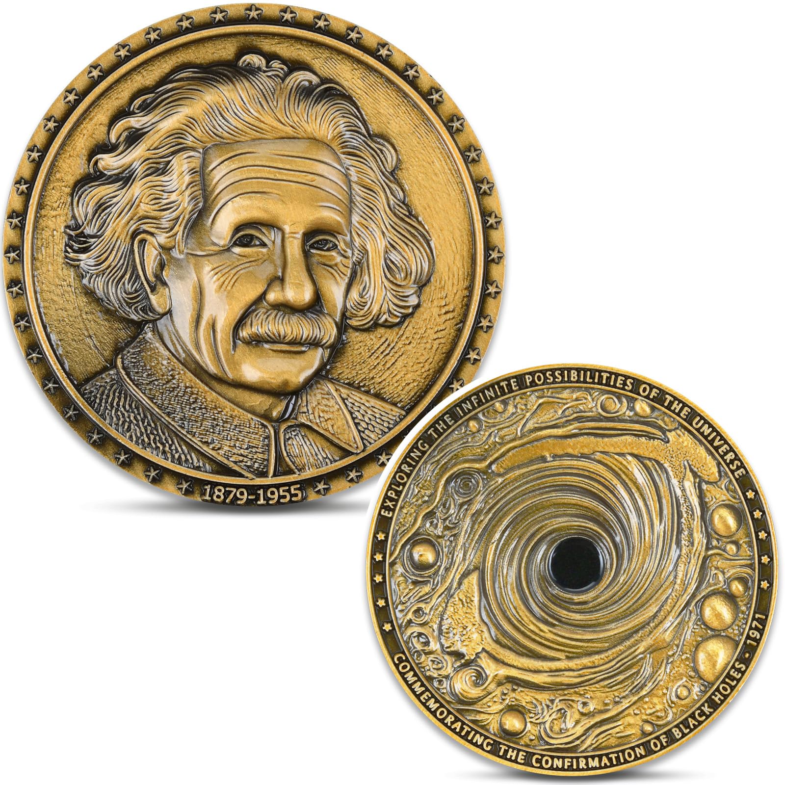 Albert Einstein Physics Coin – Relativity Inspired Commemorative Token – Science Gift for Nerds, Students & Teachers(Single Coin)