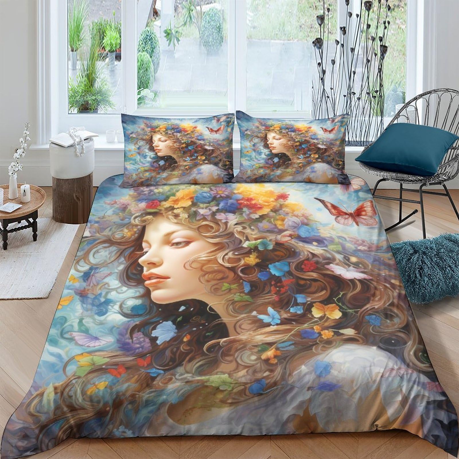 Funda nórdica de mariposa arte de fantasía microfibra double para cama dormitorio matrimonio