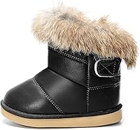 Vista 2 de KVbabby Botas de nieve para niños pequeños, con forro de piel sintética, impermeables