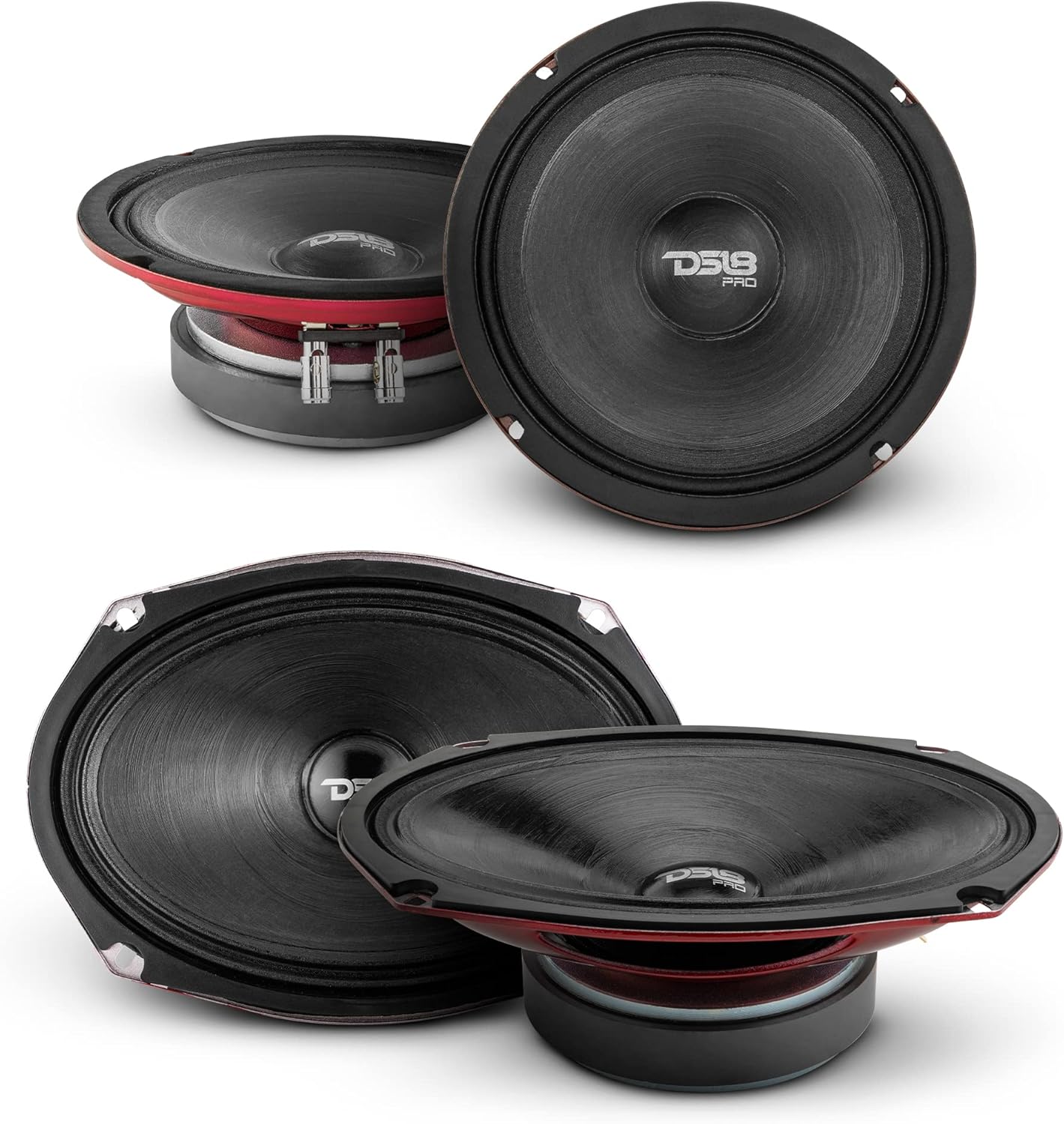 DS18 Shallow Water Resistant Mid-Range Loudspeakers Bundle 2X 6.5 + 2X 6x9 High-end Speakers - Premium Quality Audio - IP66 Water Resistance, Perfect for Motorcycle and All Applications