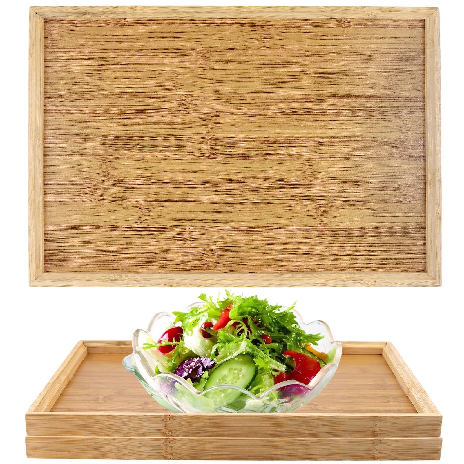 Plateau de service rectangulaires en bambou SEUNMUK de 37x26cm pour repas et apéritif