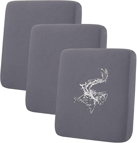 Miniatura 44 de hyha - Fundas de cojín impermeables para sofá modular, fundas de cojín de sofá en forma de L, tela jacquard gruesa, funda de diván con parte Gris