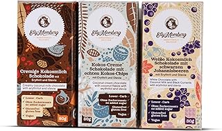 Elly Momberg Schokoladentafeln TRIO 3x80g - Vegan Schokolade, ohne Zuckerzusatz, Lower Carb, ohne Sucralose + Maltit Mix mit Mandel, Kokosmilch & Cranberry, Keto Schokolade, Glutenfrei