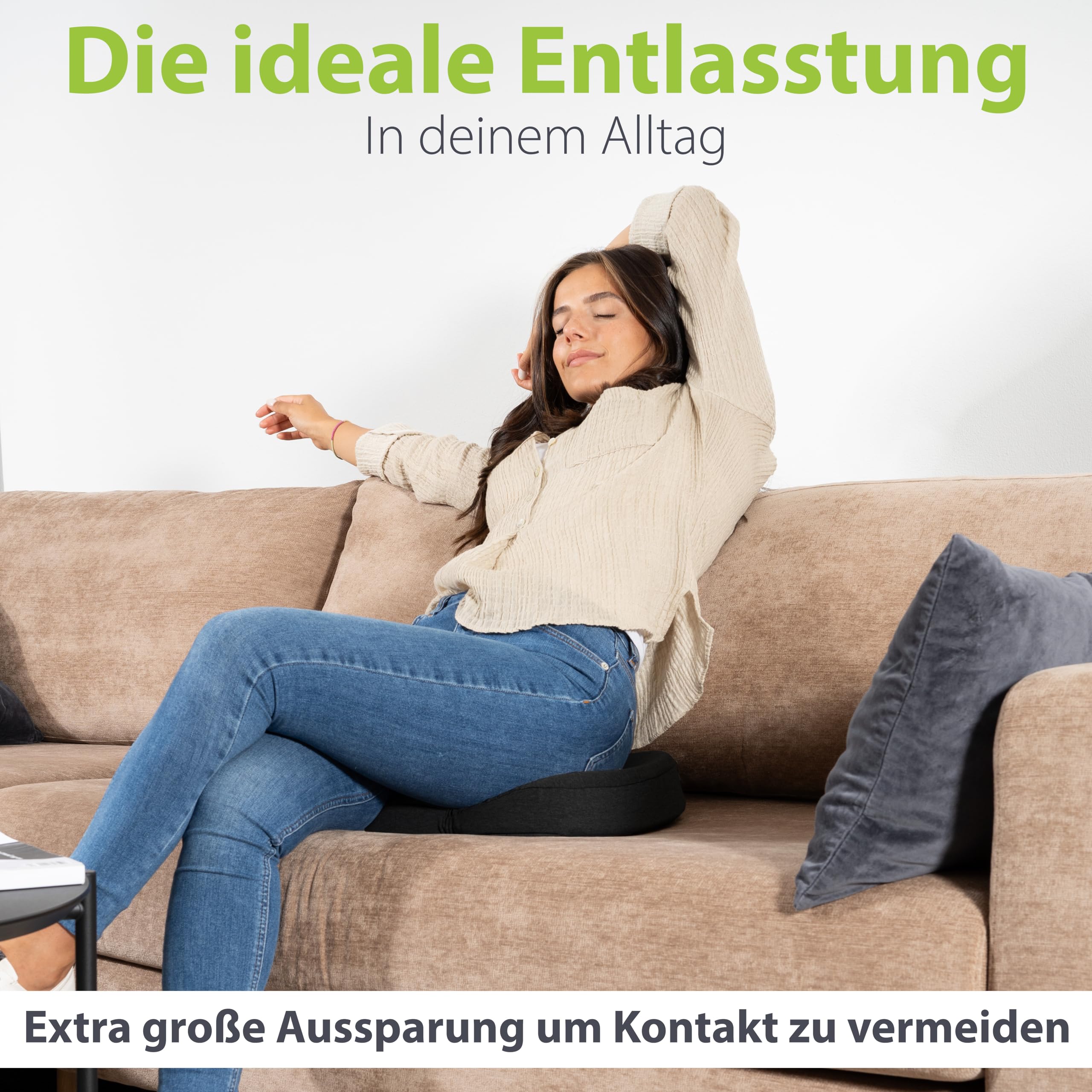 feela.® Orthopädisches Sitzring [3 Härtegrade] – Hämorrhoiden Sitzkissen mit Loch – nach OP & Geburt – Sitzring Steißbein Entlastung, Hämorriden Kissen, Sitzdonut – lindert Schmerzen (Hart)