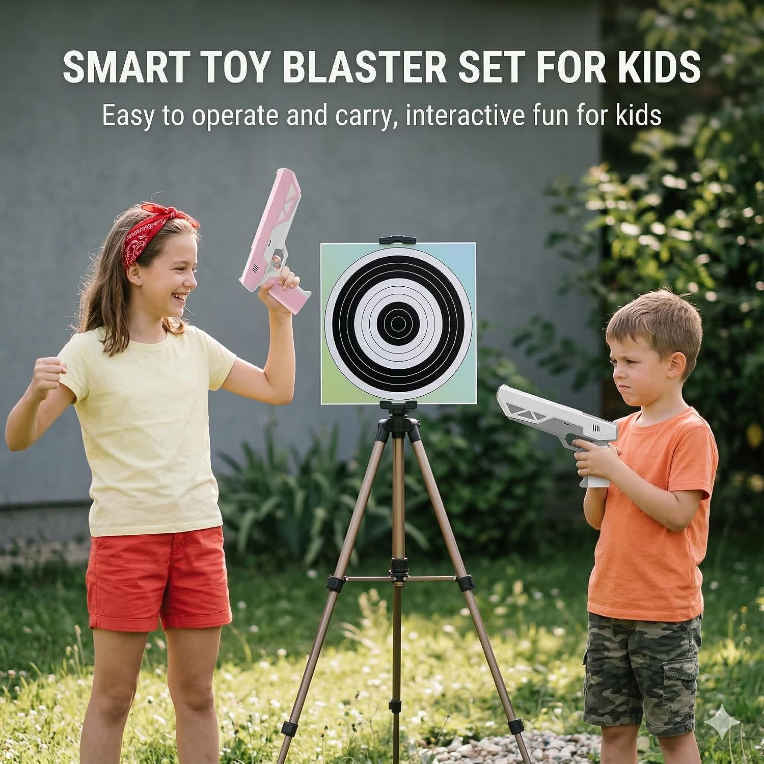 Electronic Shooting Target with Toy Guns Set - AI Smart Scoring & Sounds, Fun Indoor & Outdoor Games for Kids, Birthday Gift for Boys & Girls Ages