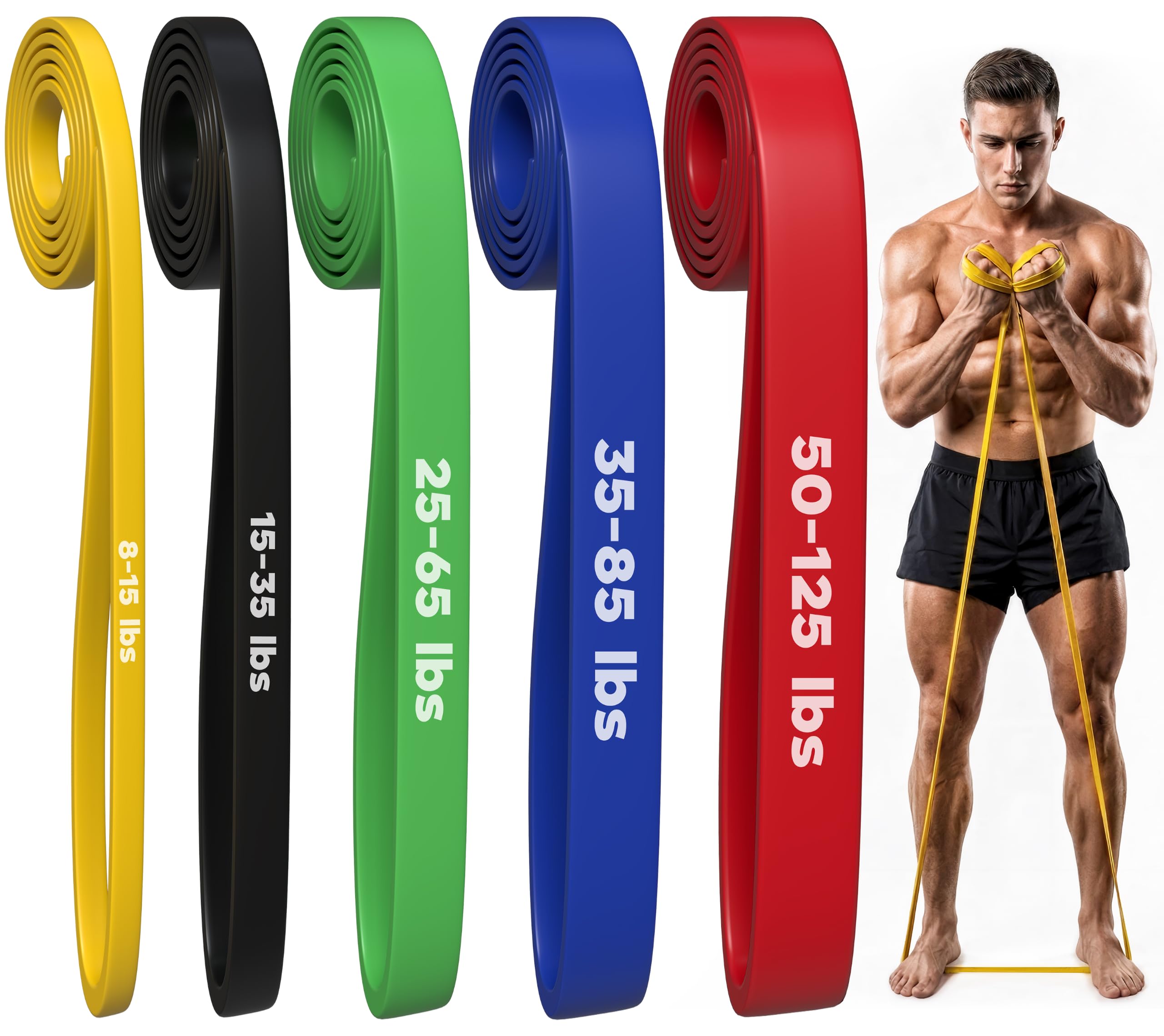 Utopia Fitness Pull Up Bands, Pull Up Resistance Bands Set of 5, Heavy Duty Pull Up Assistance Bands 8-125 lbs, Resistance Bands for Working Out, Strength Training, Physical Therapy for Men & Women