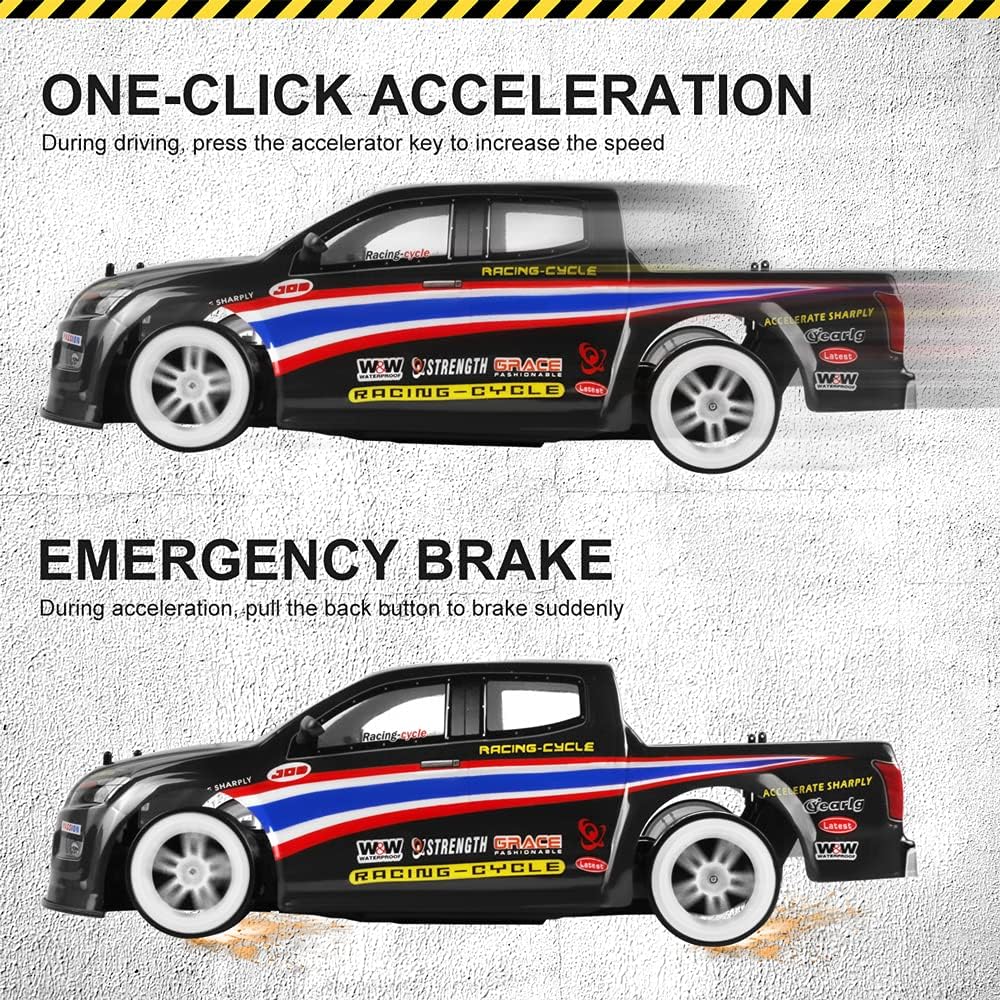 Skala 1:10 Rc Drift Car 70km / H High Speed 4wd Racing Z Przeciwwybuchowym Nadwoziem Pvc I Oponami Do Driftu Do Profesjonalnych Wyścigów I Driftu (Black)