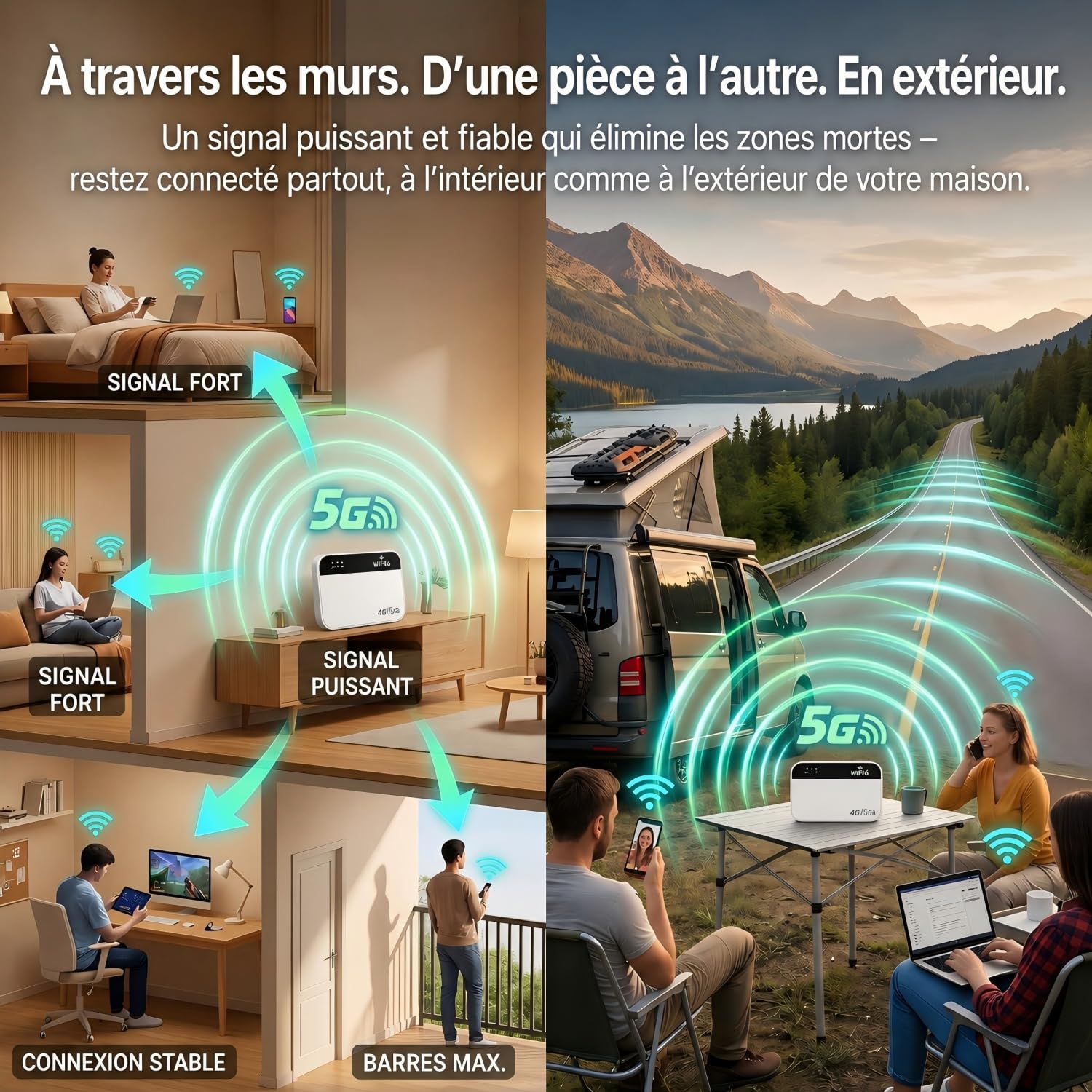 Routeur 5G Portable Modem Déverrouillé 3000mAh Wi-Fi 10 Appareils WPA3 Nano SIM