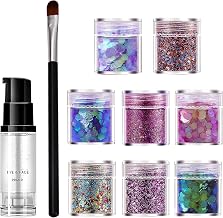 Dokeno 8 Colors Glitter Face Glitter Festival Chunky Glitter Flakes Sparkly Stickers for Festival Party