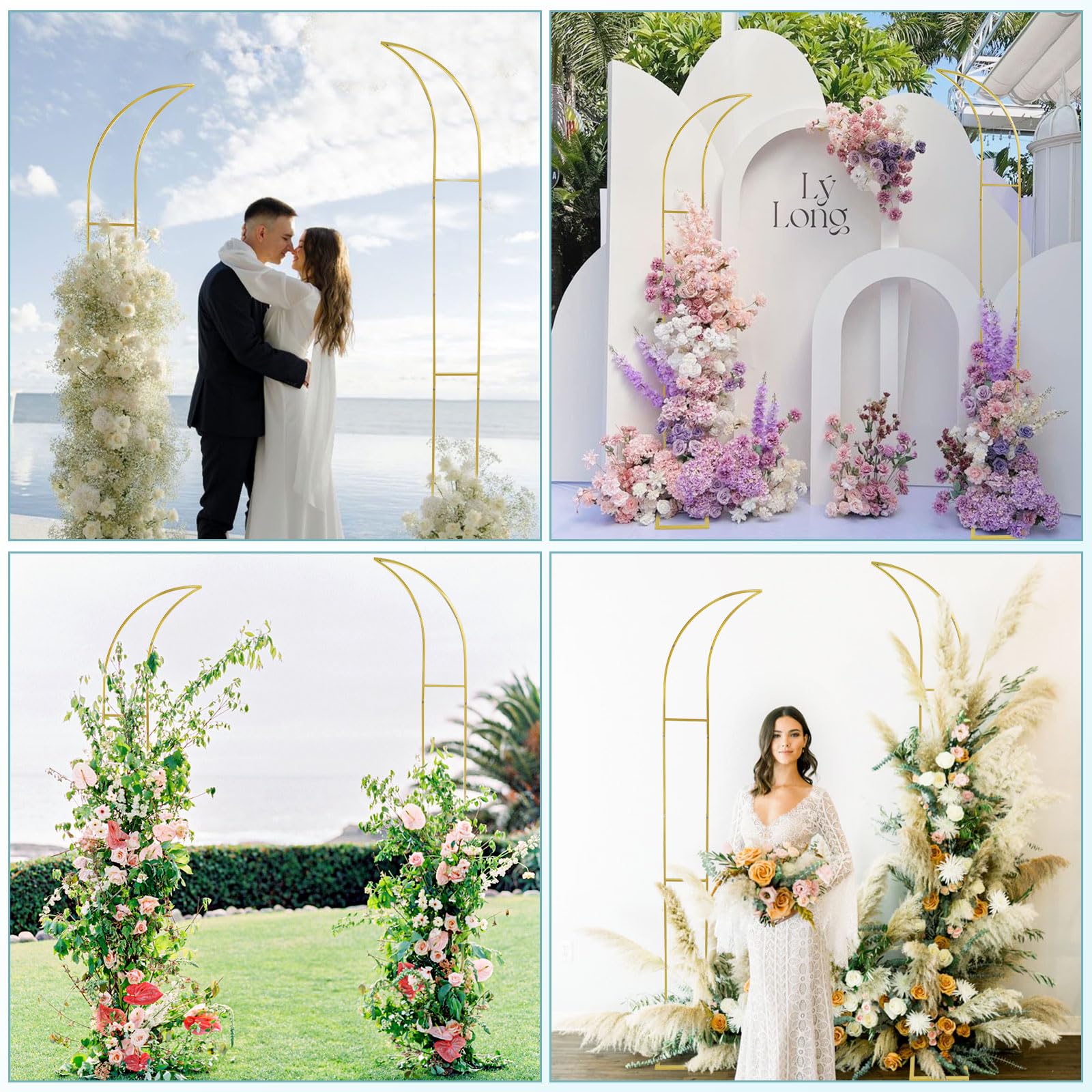 Lot de 2 arche Mariage, Support de Toile de Fond en Métal, Arche Anniversaire Cérémonie, Décoration Jardin