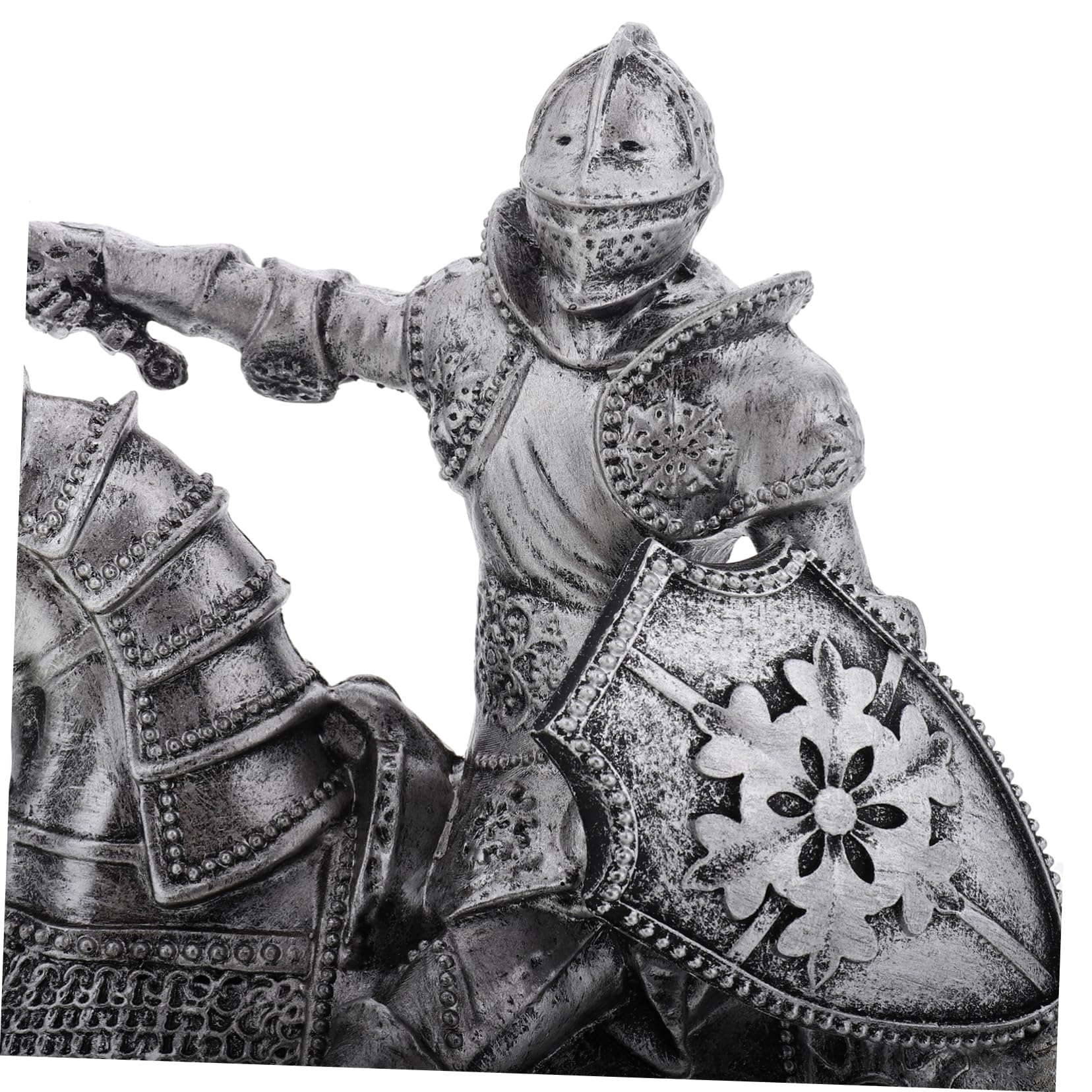 KOMBIUDA Vintage Guard Statue aus Kunstharz in Silber, Detailreich | Tischdeko, Büro und Wohnzimmer, Mittelalterliche Miniatur mit Retro Elegantem Look
