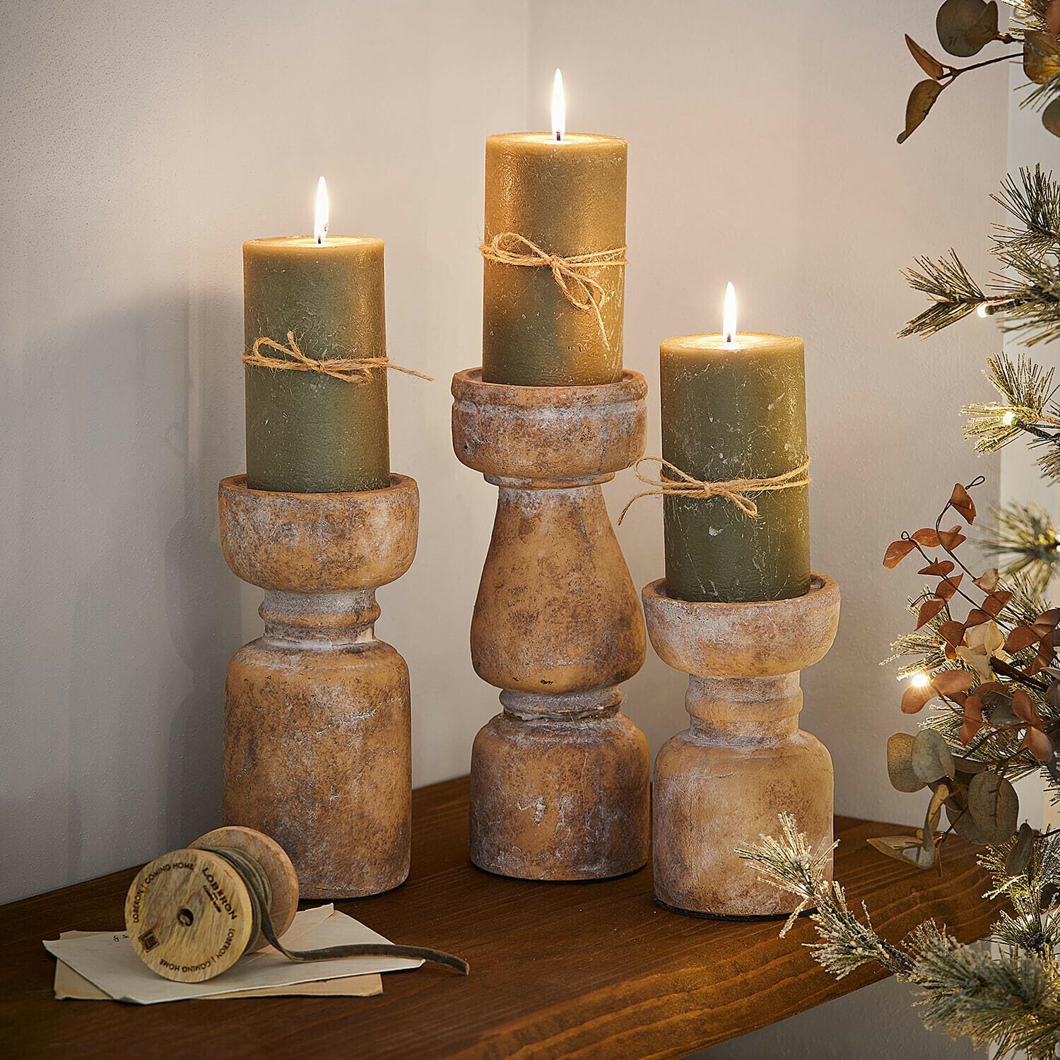 Loberon Kerzenständer 3er Set Talona - terrakotta, terrakotta | DREI Formen - Warme Farbgebung - für Stumpenkerzen - Kerzenhalter - Dekoration - Terrakotta