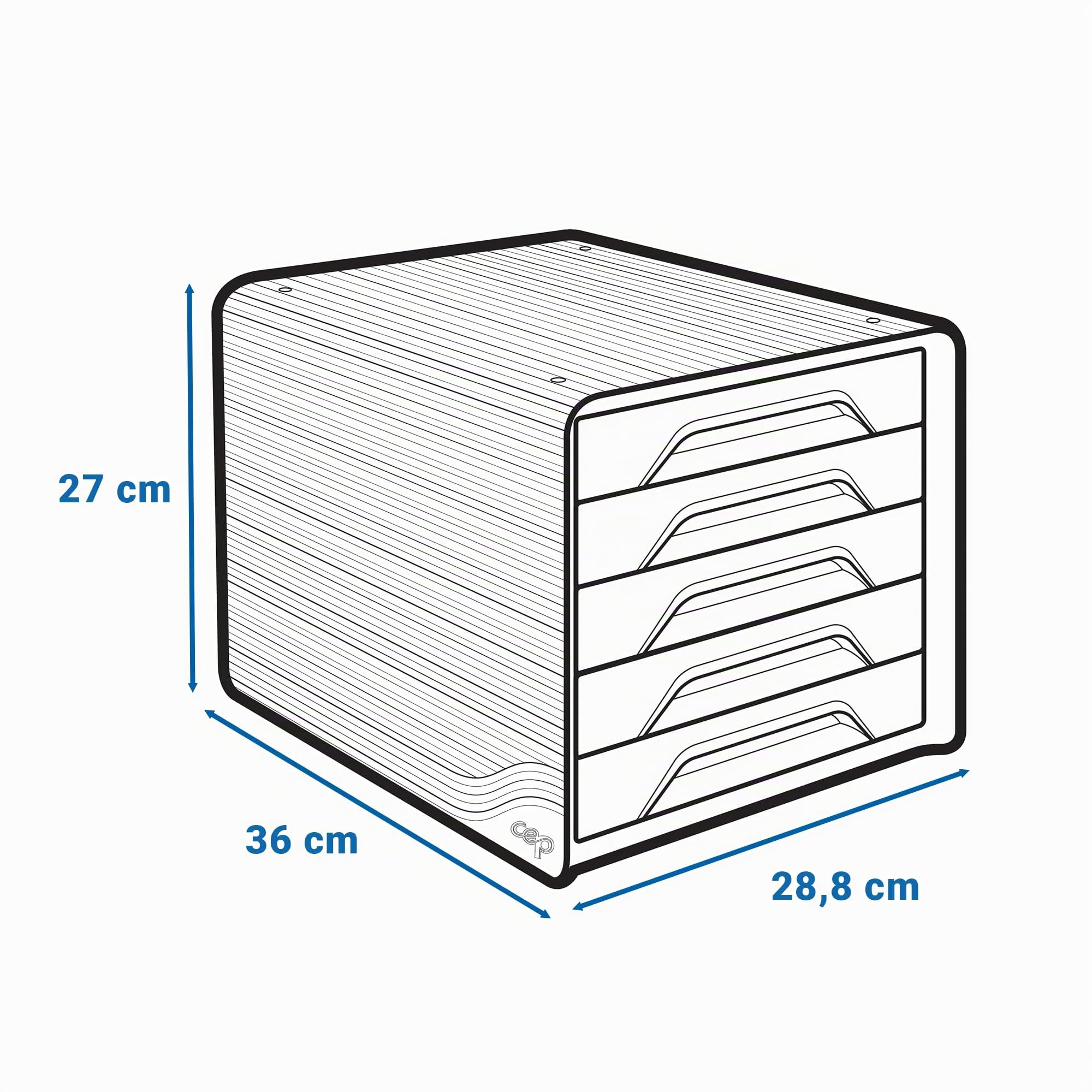 CEP Bloc de classement Module Organisateur 5 tiroirs Rangement documents Bureau Smoove Happy Multicolore