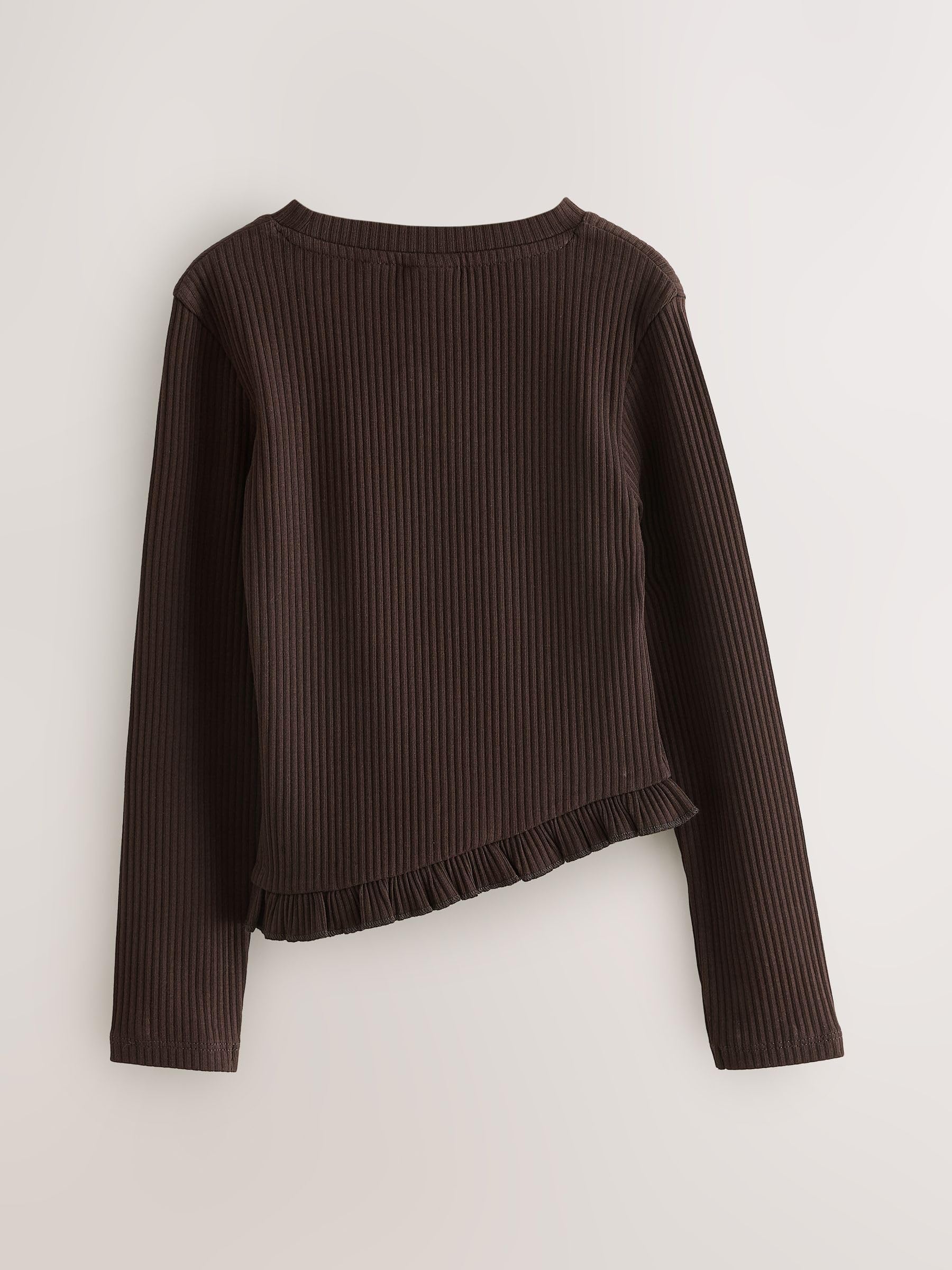 Ragazza - Confezione da 3 Maglie a Maniche Lunghe | Bambino, a coste asimmetriche, Standard, Pull On