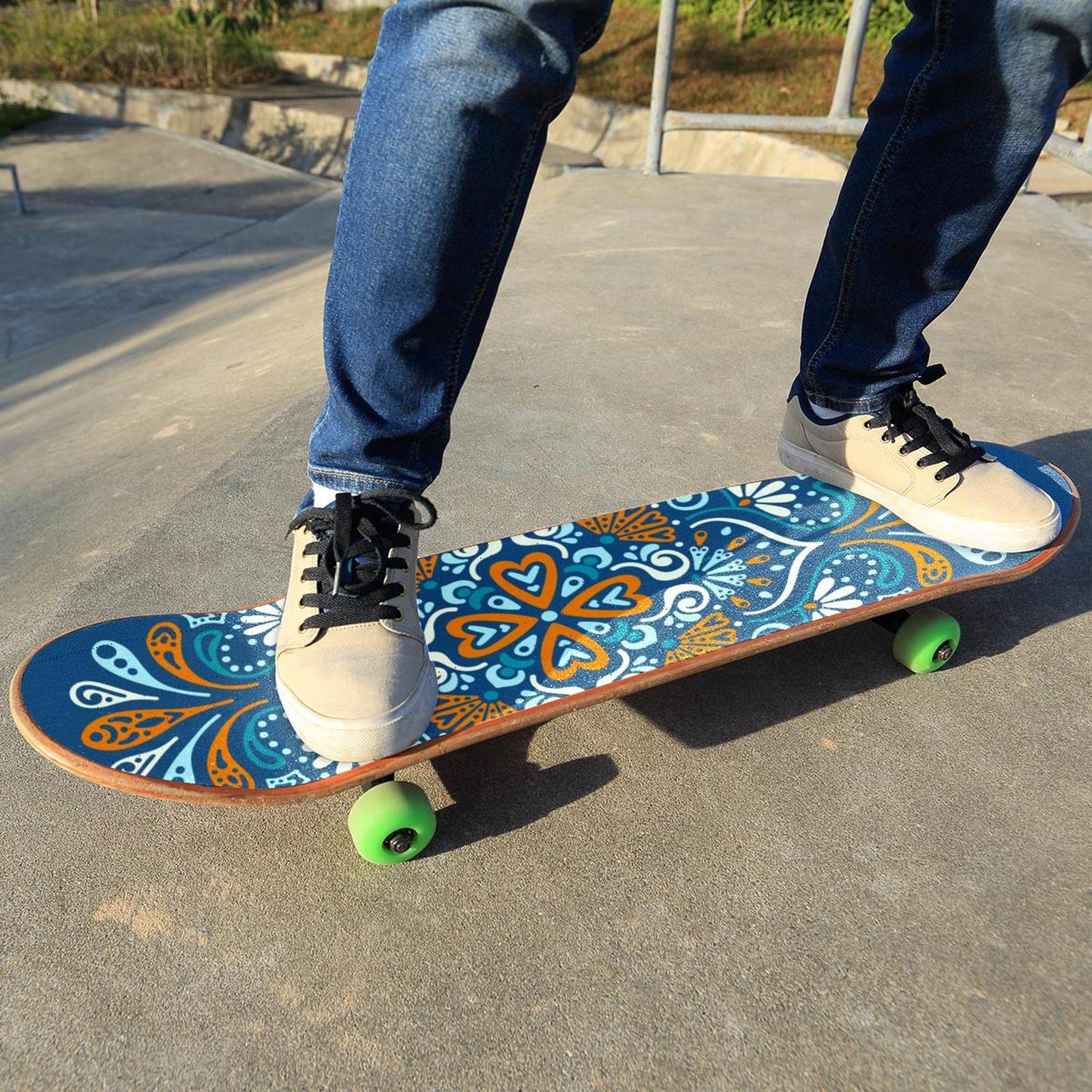 Mandala, Boho, indisch, Bohemia, 2 Stück, Skateboard-Griptape, Schleifpapier, Longboard, Aufkleber, Roller, Deck, Sandpapier