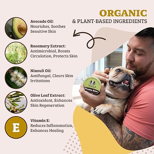 Miniatura 8 de Natural Dog Company Bálsamo antiarrugas, lata de 1 onza, loción para perros para piel seca con picazón, limpia arrugas, tratamiento de infección por