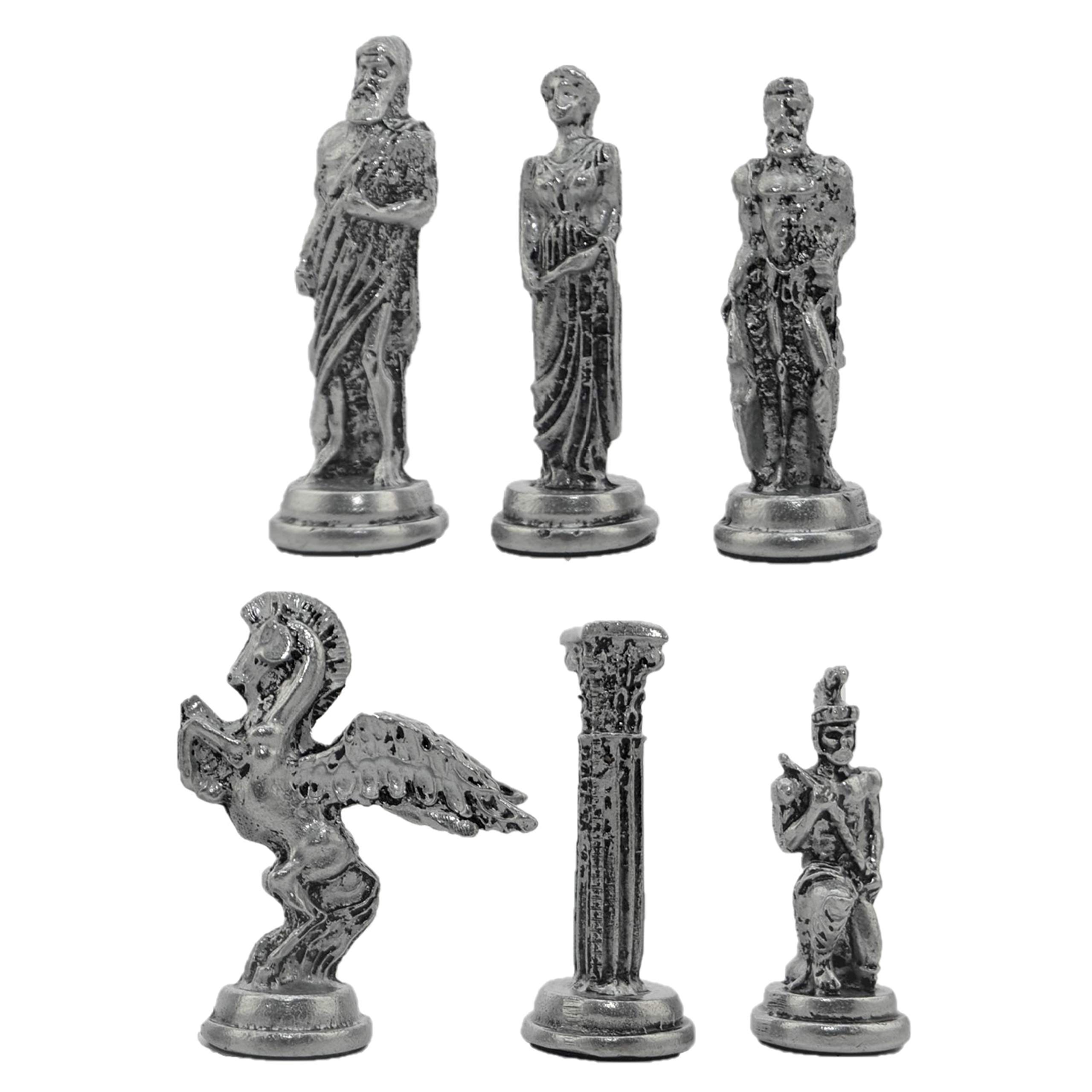 GiftHome Metall-Schachset für Erwachsene, Mythologischer Pegasus, Antike Kupferfiguren, Handgefertigte Teile, Marmor-Design, Holz-Schachbrett, 2 Spieler, Ab 12 Jahren