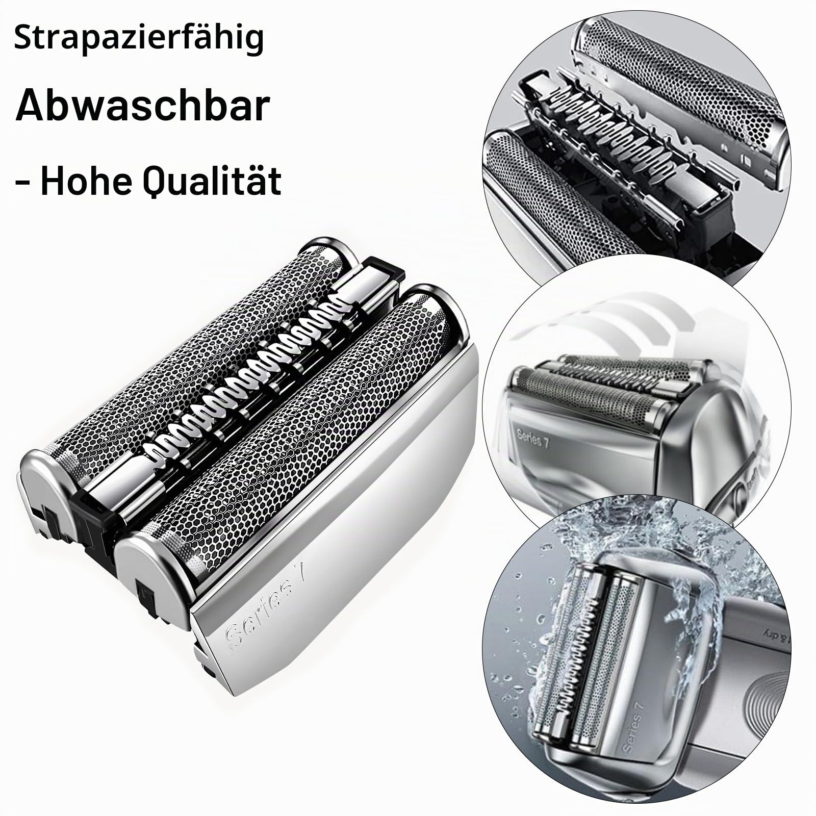 Elektrischer Scherkopf für Braun Serie 7,70S Kompatibel Mit Braun Series 7 Scherkopf,Silber Serie 7 Elektrorasiererkopf Ersatzteil geeignet,Ersatzklingen Folienkopf Zubehör für Rasierapparate (70S)