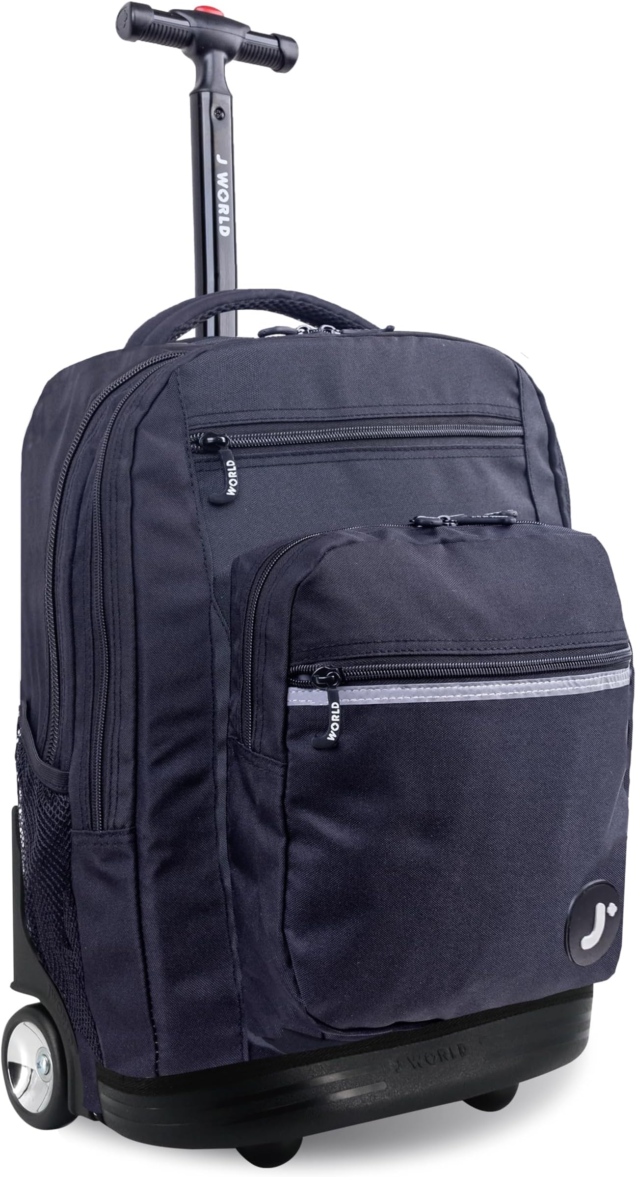 J World Sundance Laptop Rolling Backpack for Girls Boys. Roller Bookbag with Wheels, Black