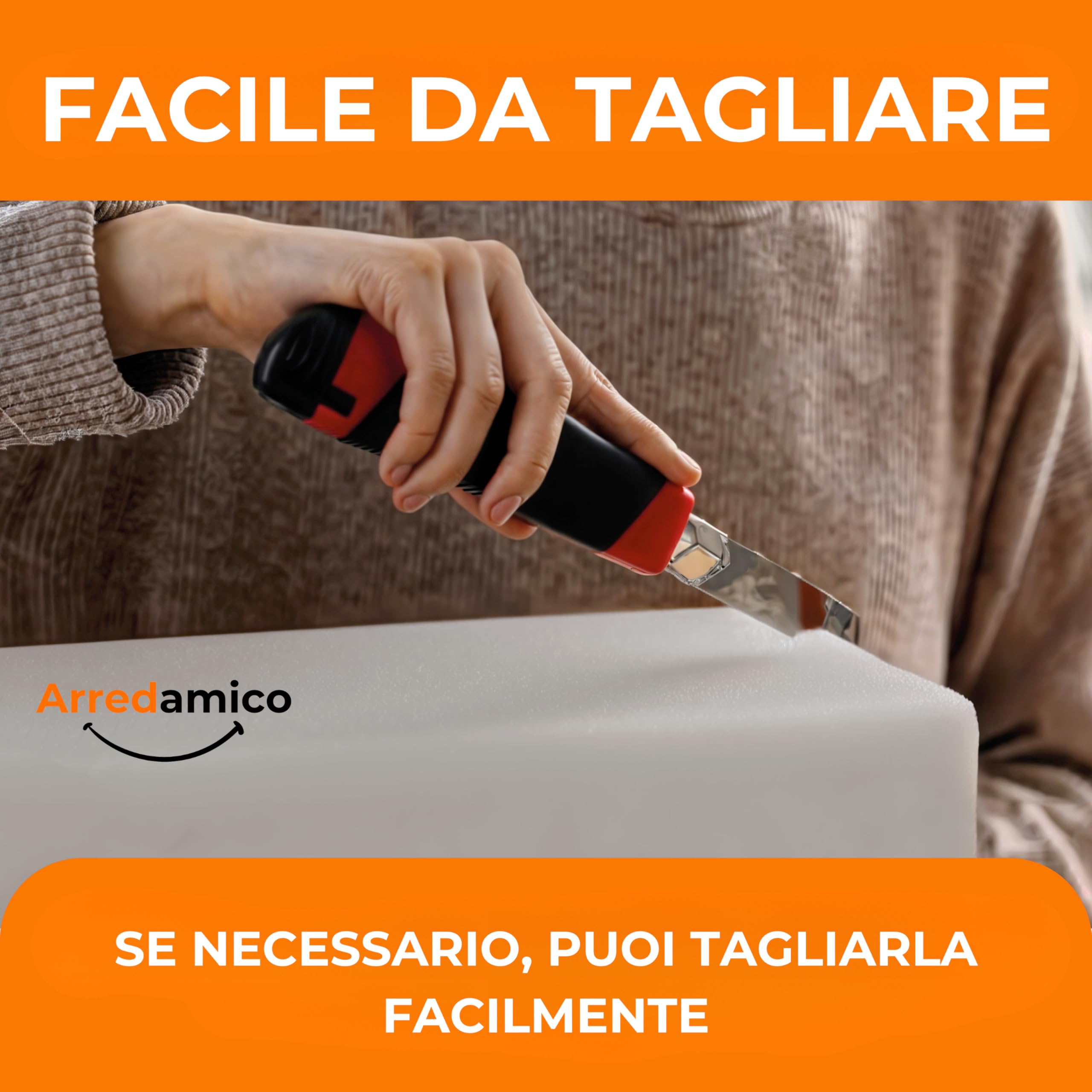 Arredamico Mousse 60 x 60 cm, mousse pour rembourrage épaisseur 10 et 12, éponge pour rembourrage densité 18,25,30, polyuréthane expansé, idéal pour les sièges (25, épaisseur 12)