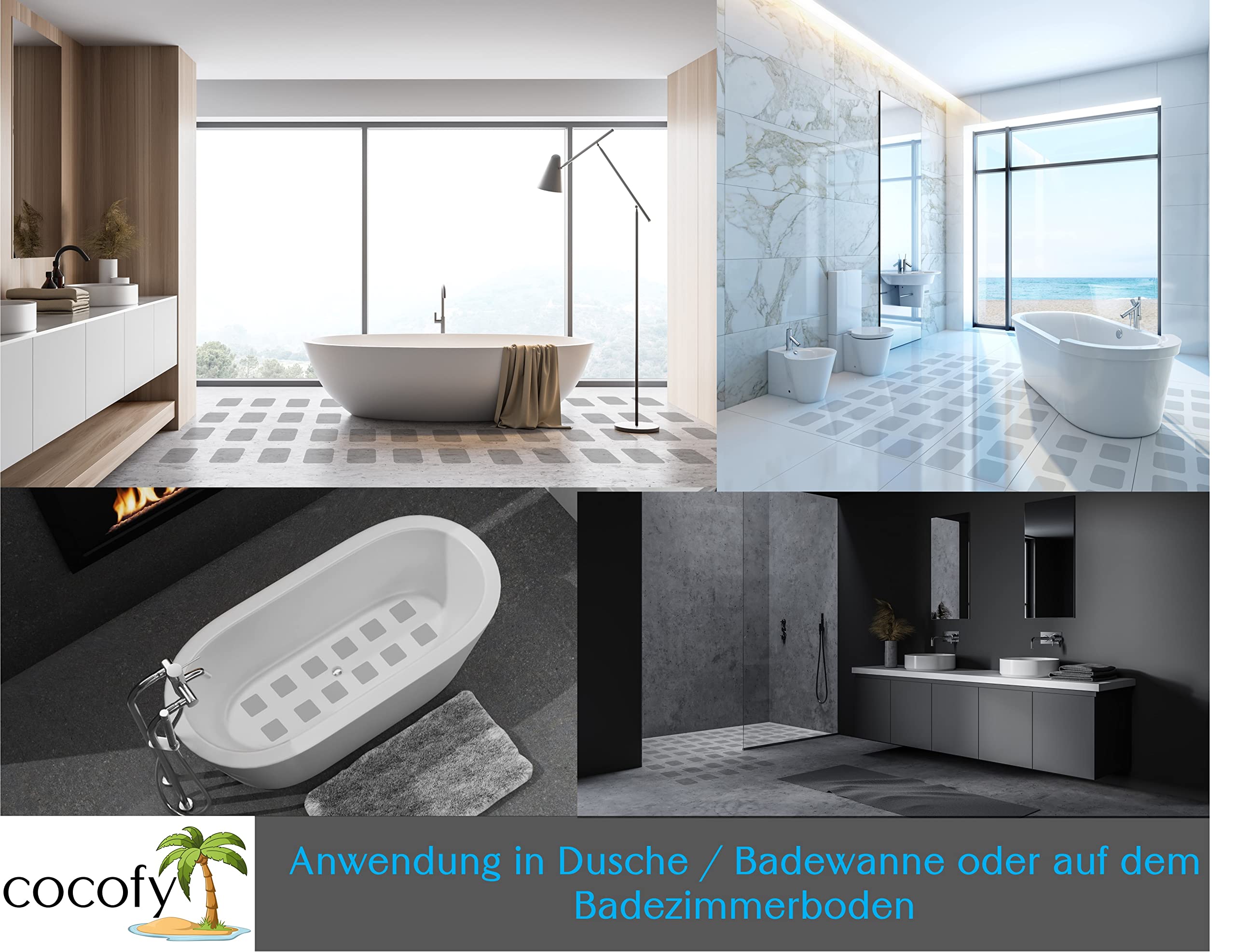Adhesivo antideslizante para ducha transparente, XXL, grande, 15 x 15 cm, antideslizante, para bañera y ducha, sin BPA