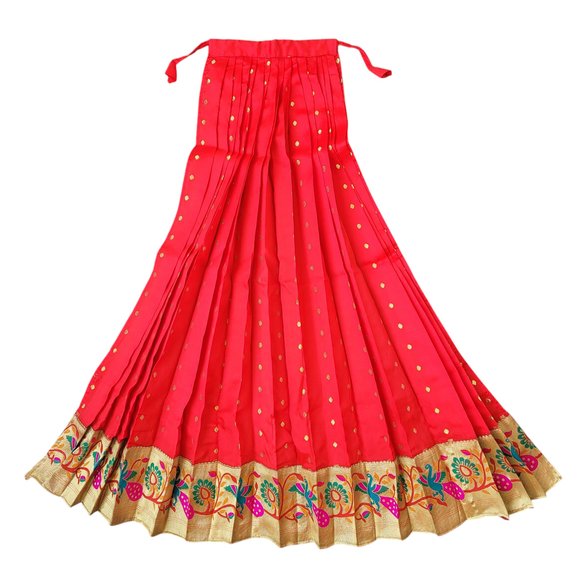 PUNYATVA Gudhi Vastra for Gudhi Padwa Festival (Paithani, Red) | Traditional Maharashtrian Gudi Cover Saree Cloth for GudiPadva | Readymade Ugadi & GudhiPadawa Decoration Pooja Décor
