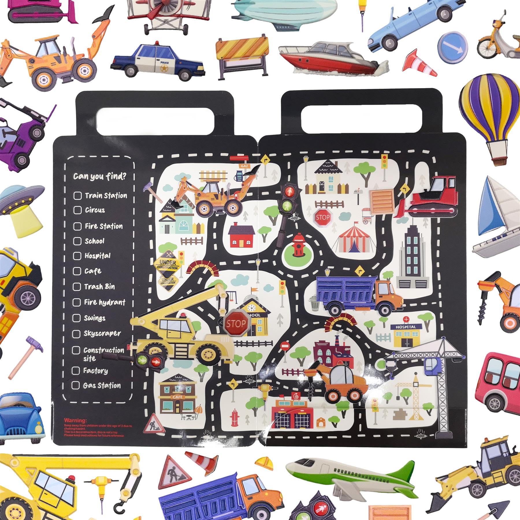 WALPLUS Puffy Stickers for Children City Transport Stickers for Kids Reusable Puffy Stickers for Toddlers Heavy Construction Vehicles Stickers for Party Bags 69 PCS - Image 4