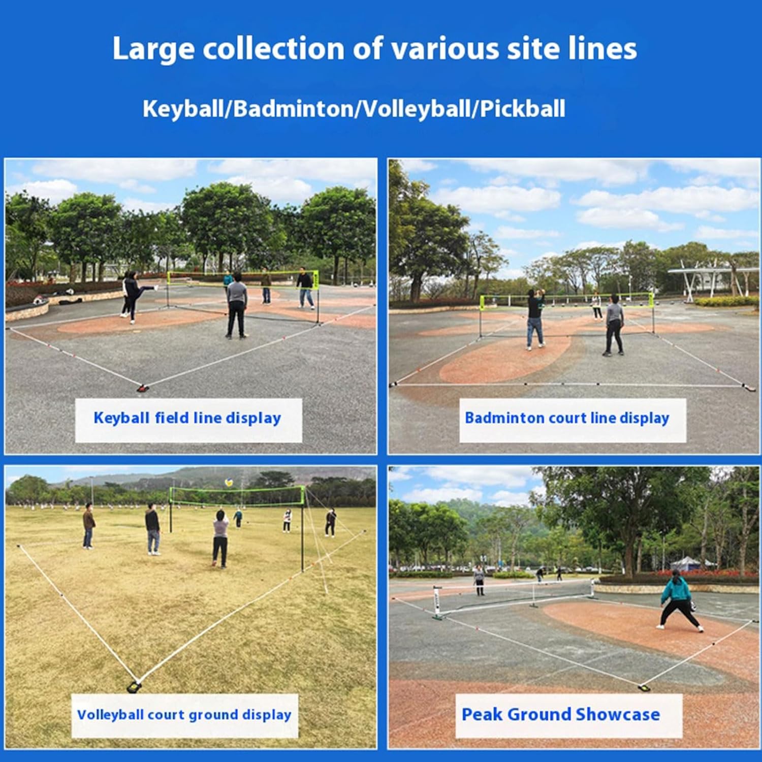 Badminton Court Lines Grass – Boundary Markers 240x528 Inch, Training Marker Equipment Tennis, Accessories Kids Basketball Volleyball | Grass - Boundary Markers 240x528 Inch Court Training Marker Li