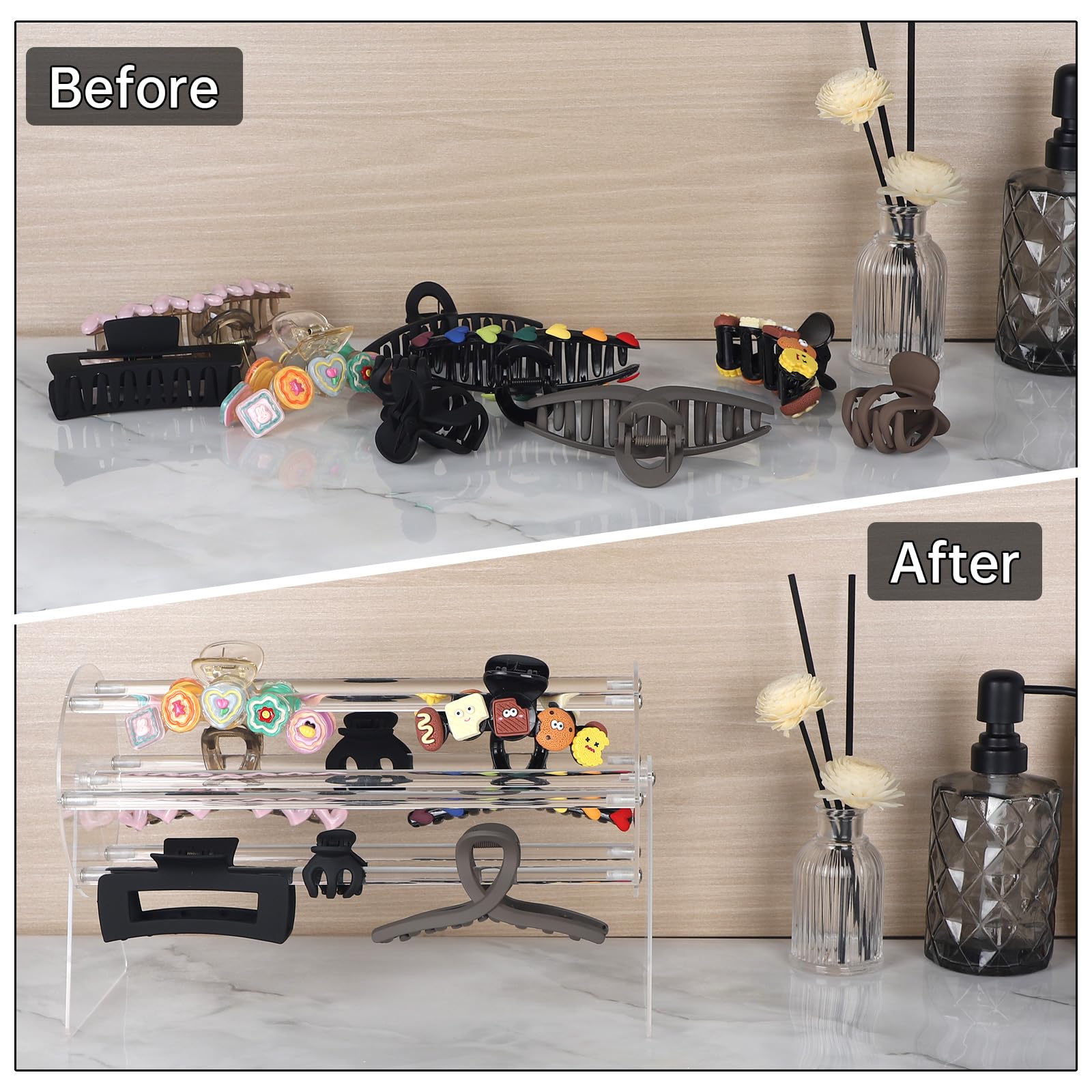 lalago Porta Cerchietti Per Capelli, Organizer Per Fermagli Per Capelli A 360 Gradi, Supporto Per Espositori Per Capelli, Custodia Rotante Per Accessori Per Capelli Per Donne E Ragazze (In piedi)