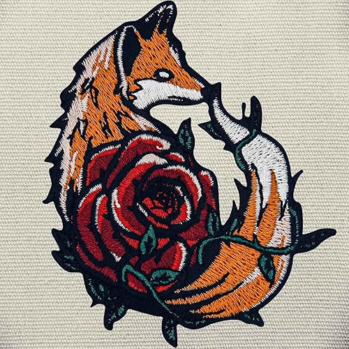 Miniatura 4 de Parche de zorro rosa bordado con apliques para planchar y coser emblema