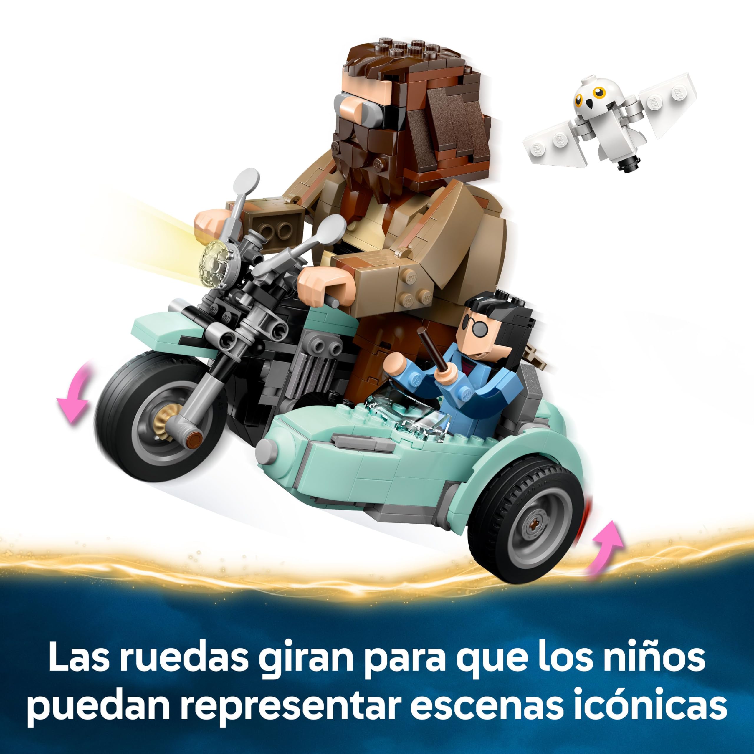 LEGO Harry Potter Viaje en Moto de Hagrid y Harry - Moto de Juguete con Sidecar y Figura de Hedwig la Lechuza - Regalo de Cumpleaños para Niñas y Niños de 9+ Años y Fans del Mundo Mágico 76443