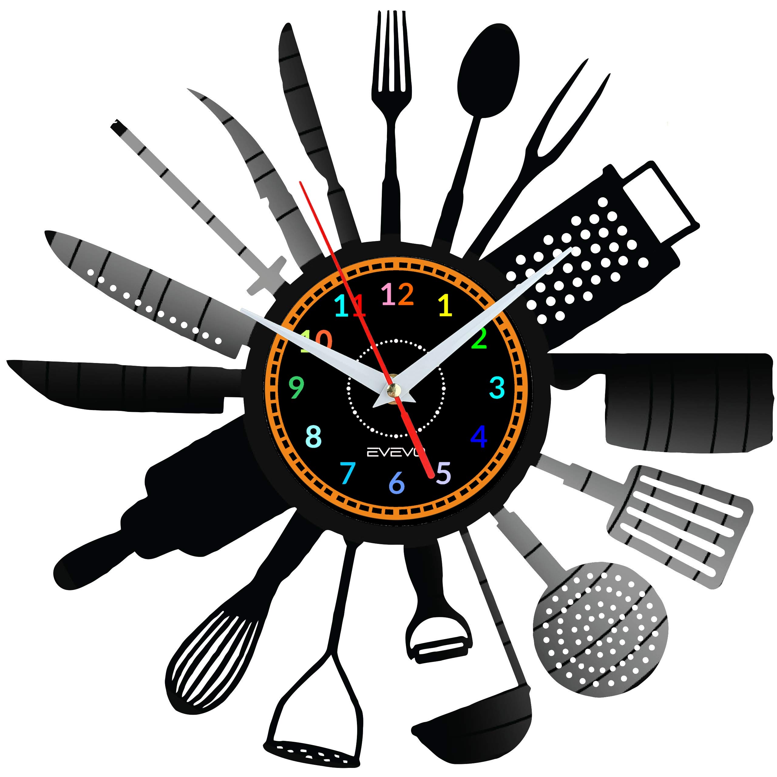 Horloge Cuisine Vinyle Décorative pour Ambiance Bistro Moderne et Conviviale