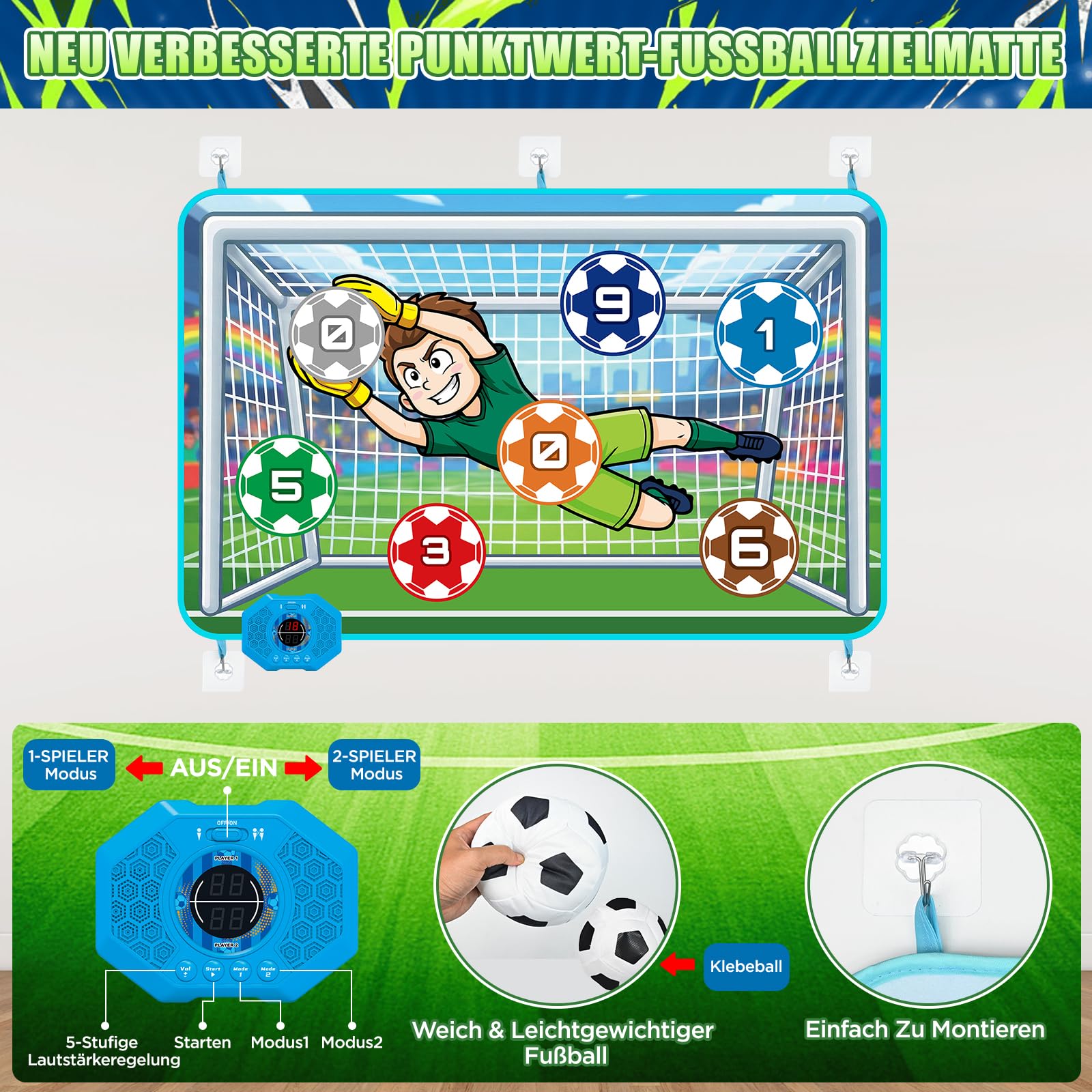 MOMUSE Fußballspielmatte, Elektronisches Punktesystem Fußballspielzeug