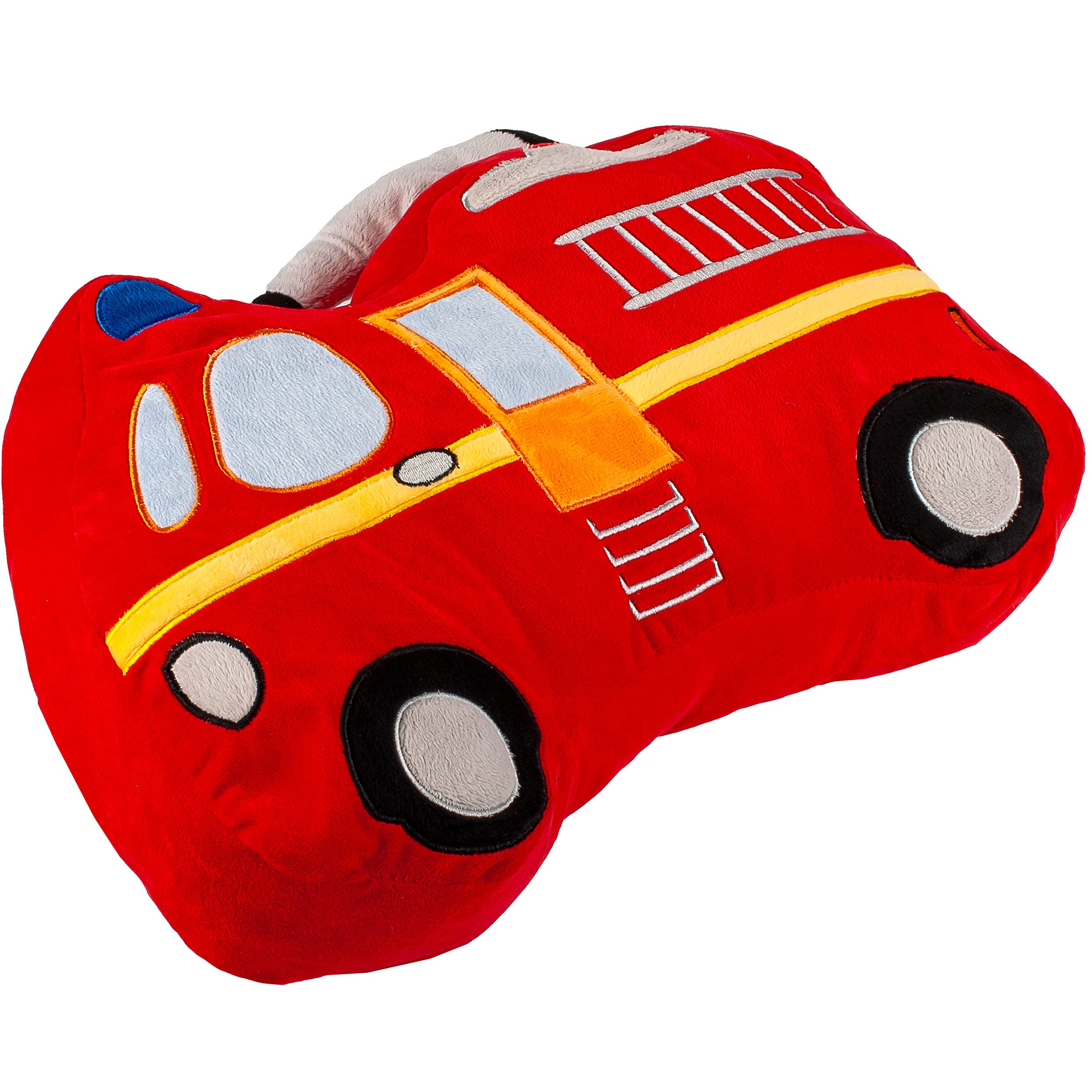 alles-meine.de GmbH Plüsch - Kissen/Schmusekissen/Sitzkissen Design wählbar Auto Feuerwehr - inkl. Name - Kuschelkissen - 40 cm x 29 cm - Figur Form - groß - sehr weich -..