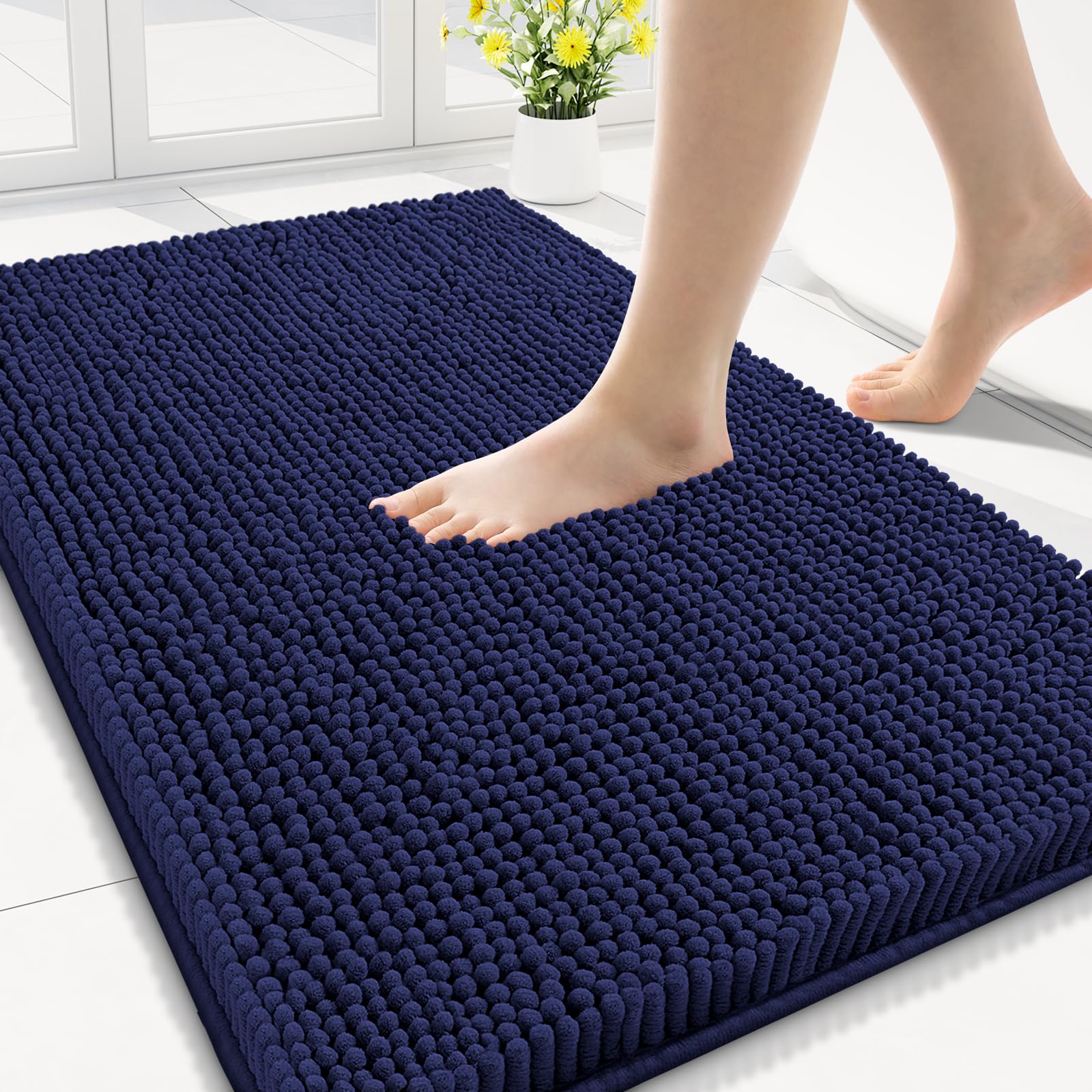 Smiry Bathroom Rugs 30X18, Luxury Chenille Extra Soft Absorbent Bath Mat