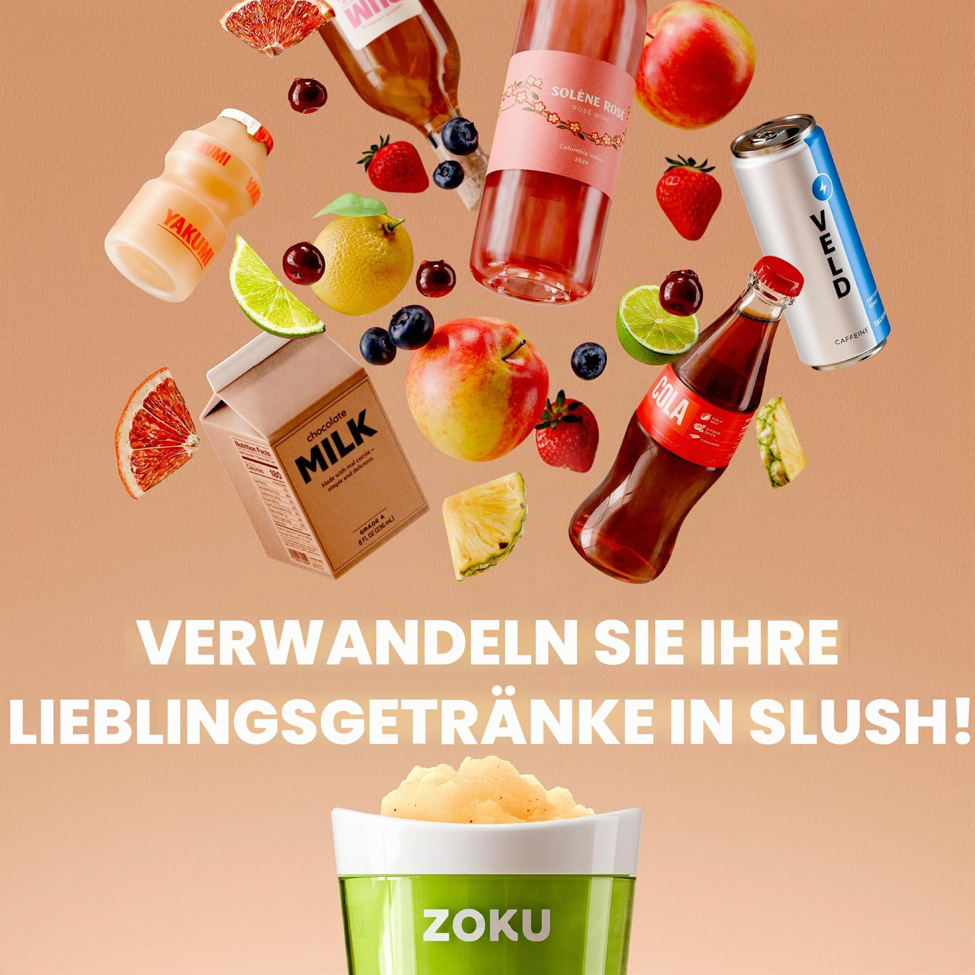 Slush en Milkshake Maker, Eenhoorn, Polypropyleen/Kunststof, BPA vrij, Roze - Zoku | Kein Strom erforderlich, Gefrier-Kernbecher macht Slushies in 7 Minuten, Einzelportion, BPA-frei