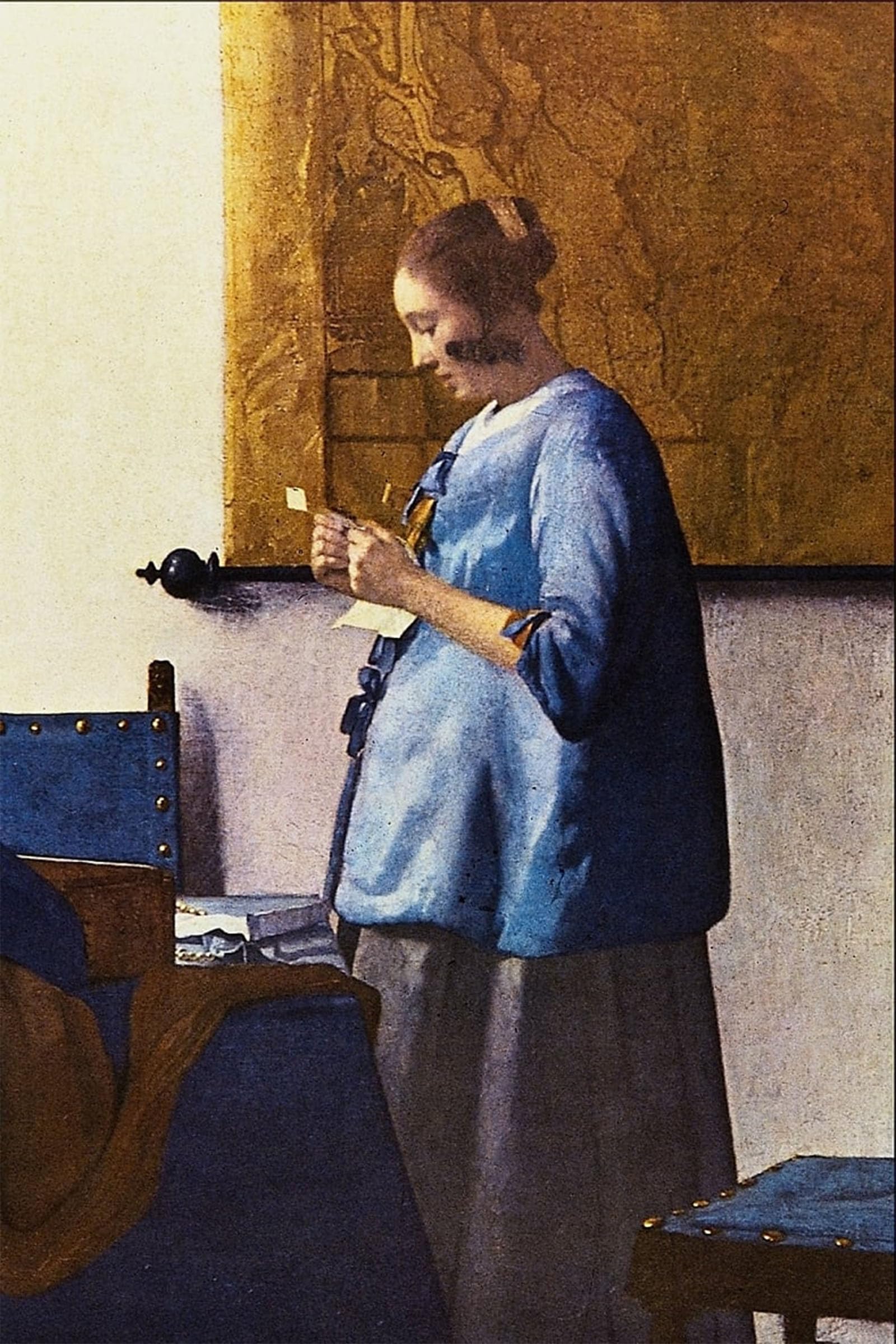 ARTXLXXBN Famous Painting Canvas Artwork Graffiti Print Woman reading a Letter by Jan Vermeer van Delft Portrait Canvas Image for Home Decor 60x90cm