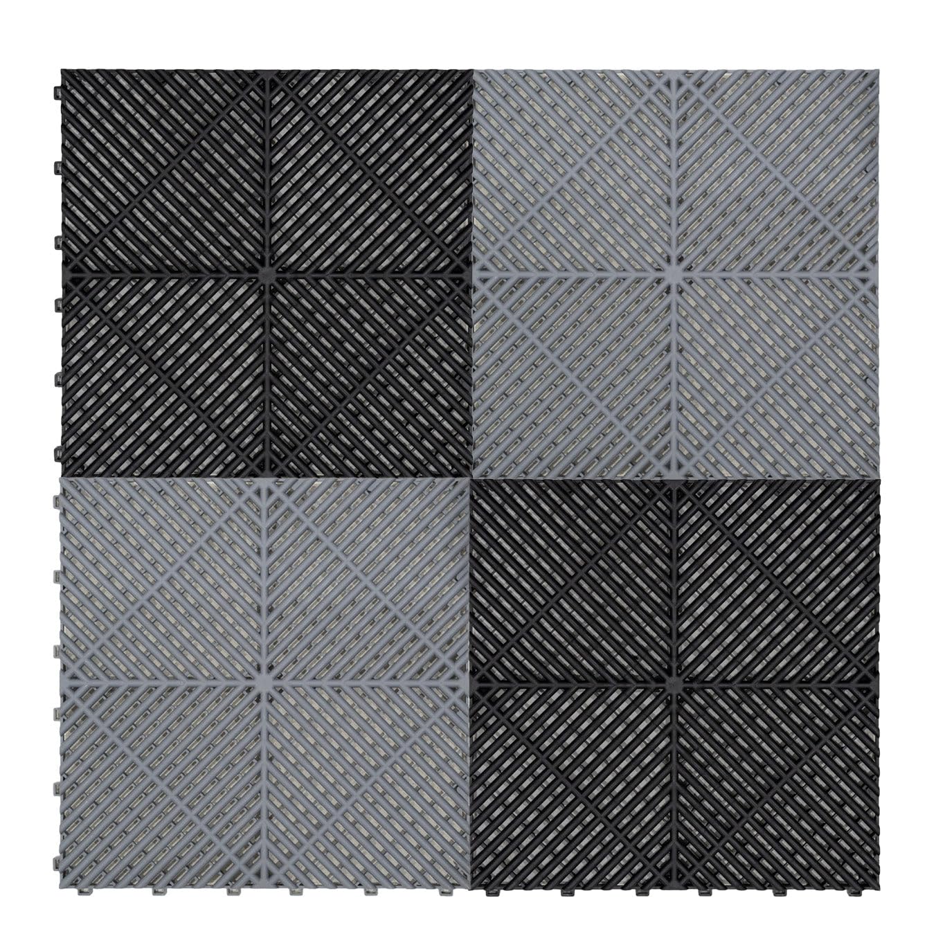 MonsterShop Vented Garage Floor Tiles Black (X120)Grey (X120) With Edges (X60) from B&Q