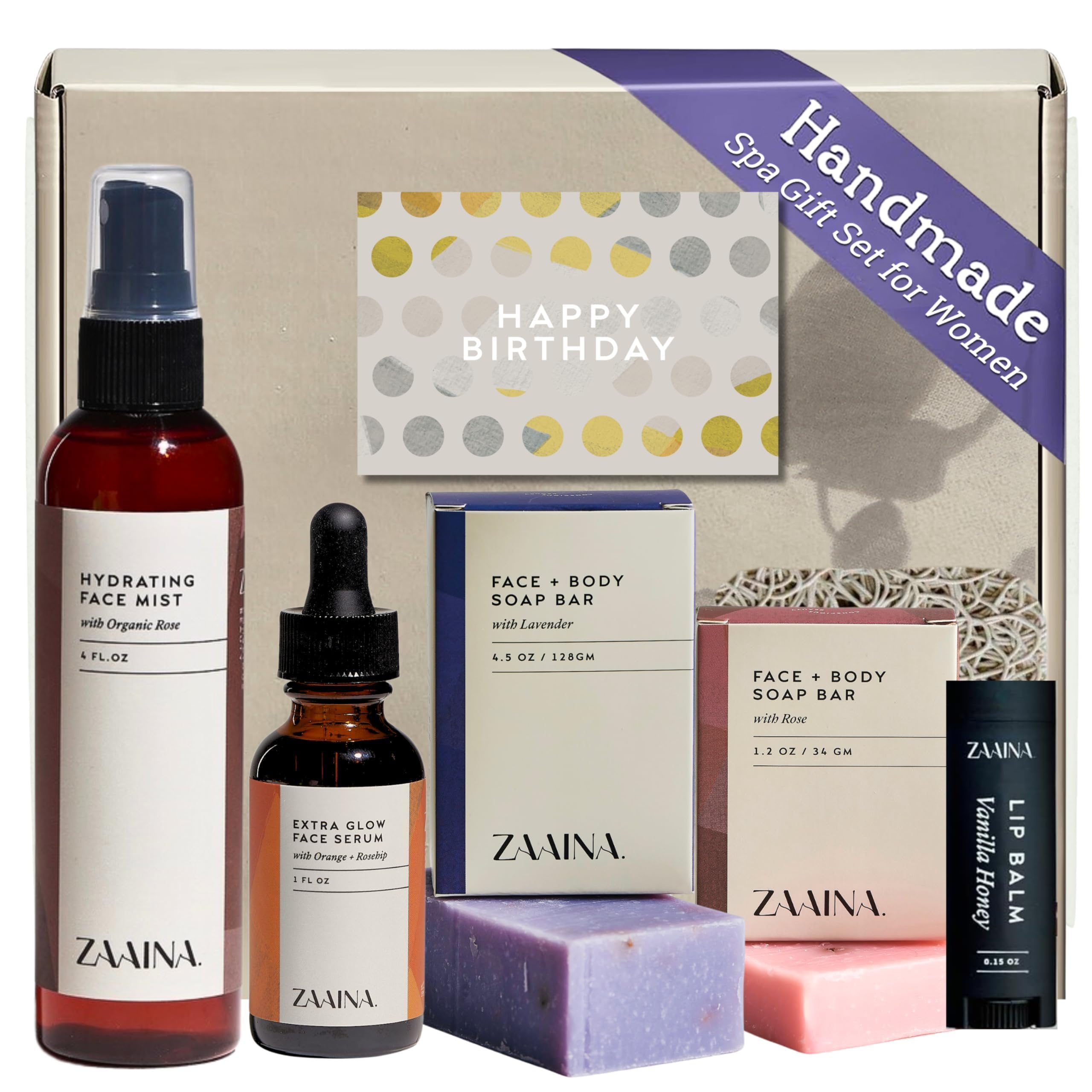 ZAAINA Birthday Gift Set for Women - Bath Gift Basket Set, Body Care Set for Her, Relaxing Spa Kit, Spa Package, Self Care Kit for Women, Pampering