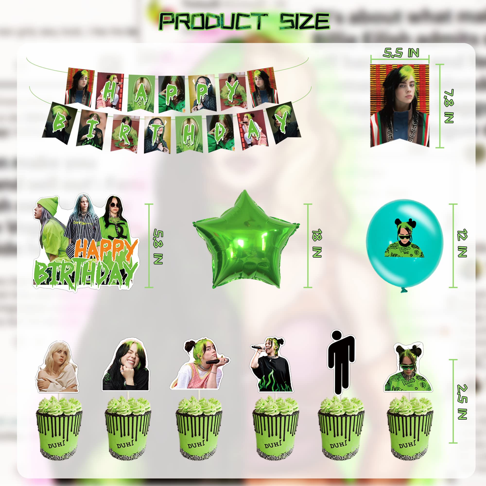 100pcs Billie Eilish Birthday Decorations Billie Eilish Birthday Party 100pcs-billie-eilish-birthday-decorations-billie-eilish-birthday-party