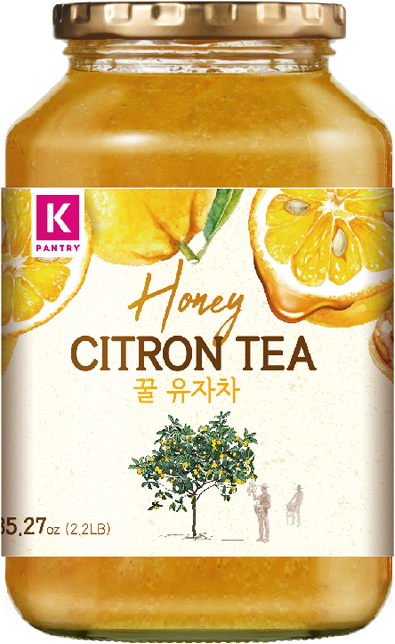 KPANTRY Korean Yuja Tea (Honey Citron) - Pure Yuzu Marmalade Concentrate with Real Citrus Slices & Honey, Caffeine-Free โ Hot/Iced Tea, Spread & Smoothie Mix โ 35.27 oz (1kg)