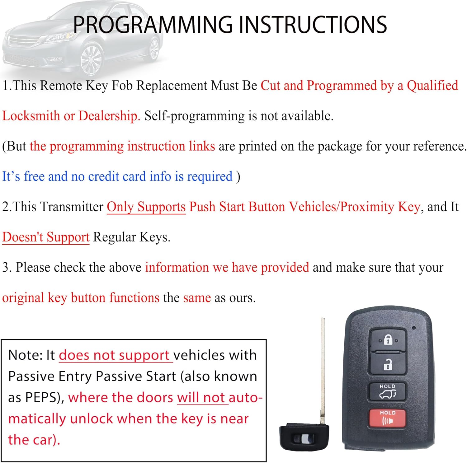 MechanMagic Smart Key Fob Remote Replacement Fits for Toyota Rav4 2013 2014 2015 2016 2017 2018 Keyless Entry Remote Control HYQ14FBA G Board 0020 (281451-0020) 89904-0R080 89904-42070 4BTN