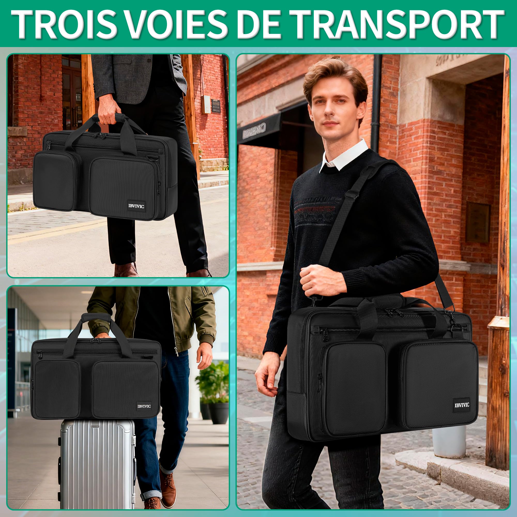 OUUTMEE Sac Contrôleur DJ, Sac de Transport pour Contrôleur DJ, Housse de Protection DJ avec Bandoulières, Compatible avec Pioneer DDJ 200, DDJ 400, FLX4, DDJ-SB2 3. (52 X 30 X 10CM)