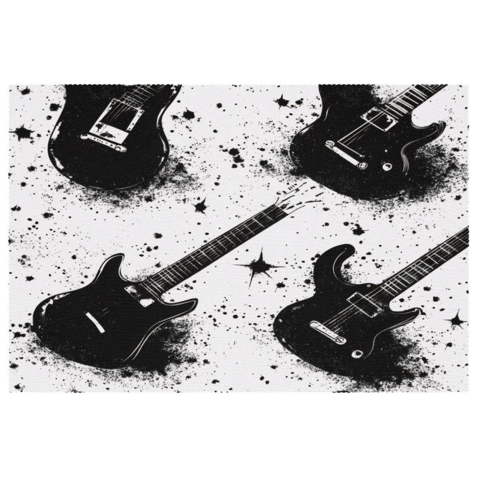 Set de table guitare grunge noir en tissu Oxford pour des soirées conviviales