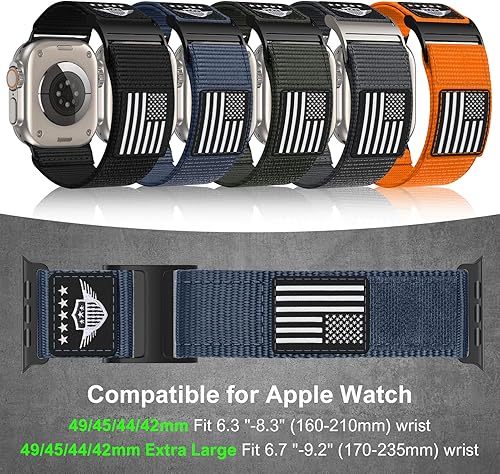 Miniatura 4 de Correa de nailon resistente compatible con Apple Watch Ultra Band de 1.929 in 1.772 in 1.732 in 1.654 in, correa de repuesto suave deportiva