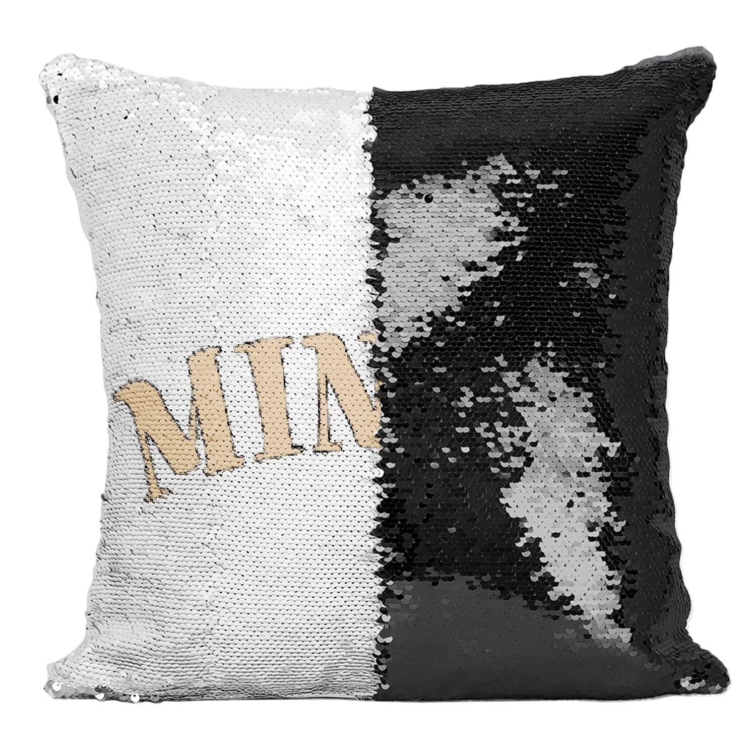 Coussin paillettes noir minou chat mignon idée cadeau anniversaire enfant