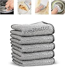 Live2Better 5 Pcs Non Scratch Dish Wash Cloths Multipurpose Wire Dishwashing Rags for Wet and Dry Stainless Steel Scrubber for Washing Dishes Sinks Counters Easy Rinsing Machine Washable (A)