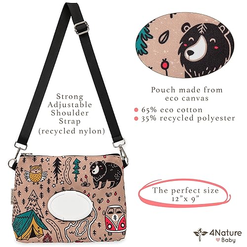 Miniatura 7 de 4 Nature Bolsa de mano para pañales pequeña y bonita bolsa de bebé para mamá con soporte de toallitas y dispensador de bolsas correas ajustables